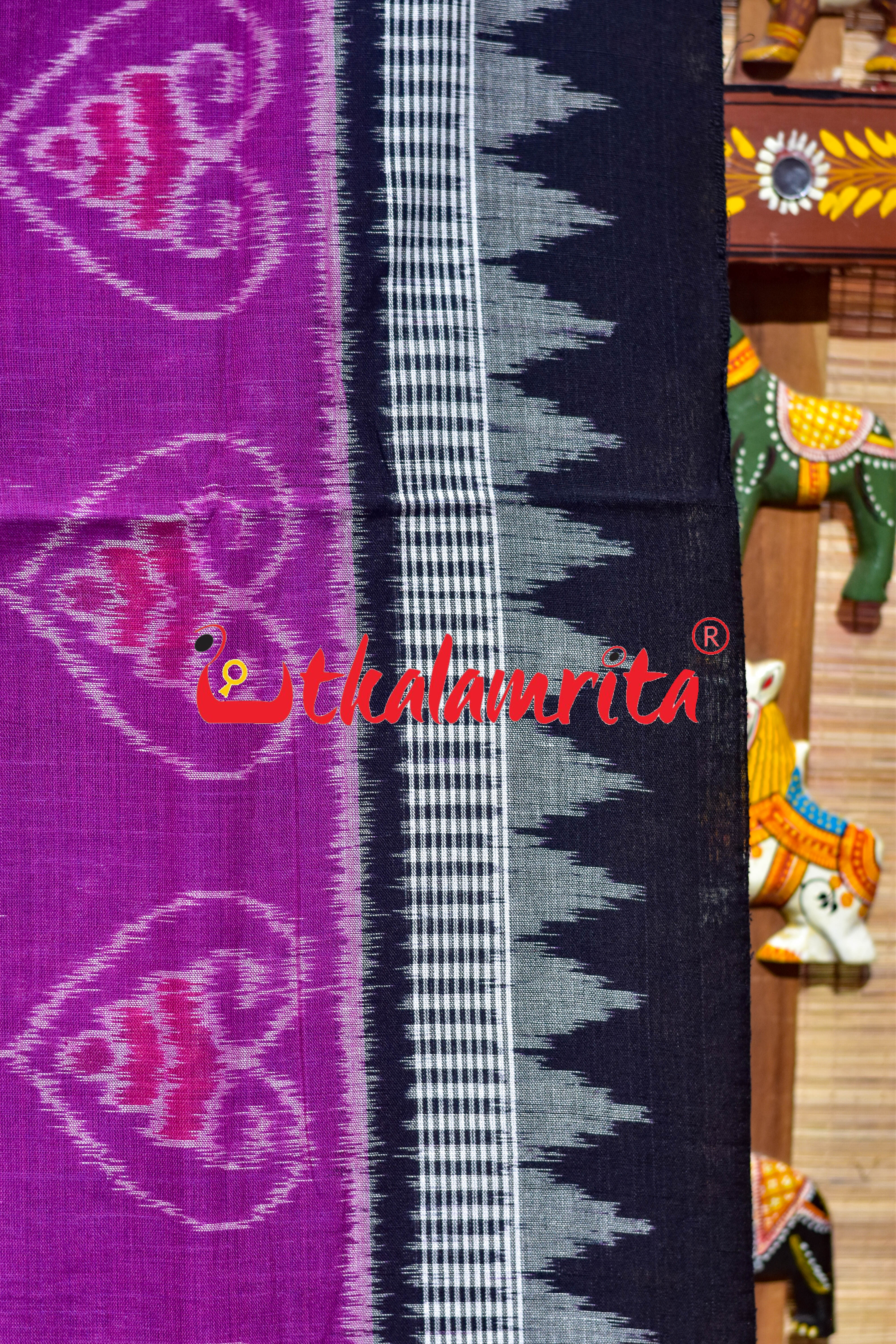 Magenta Lata Patra Khandua Cotton Saree