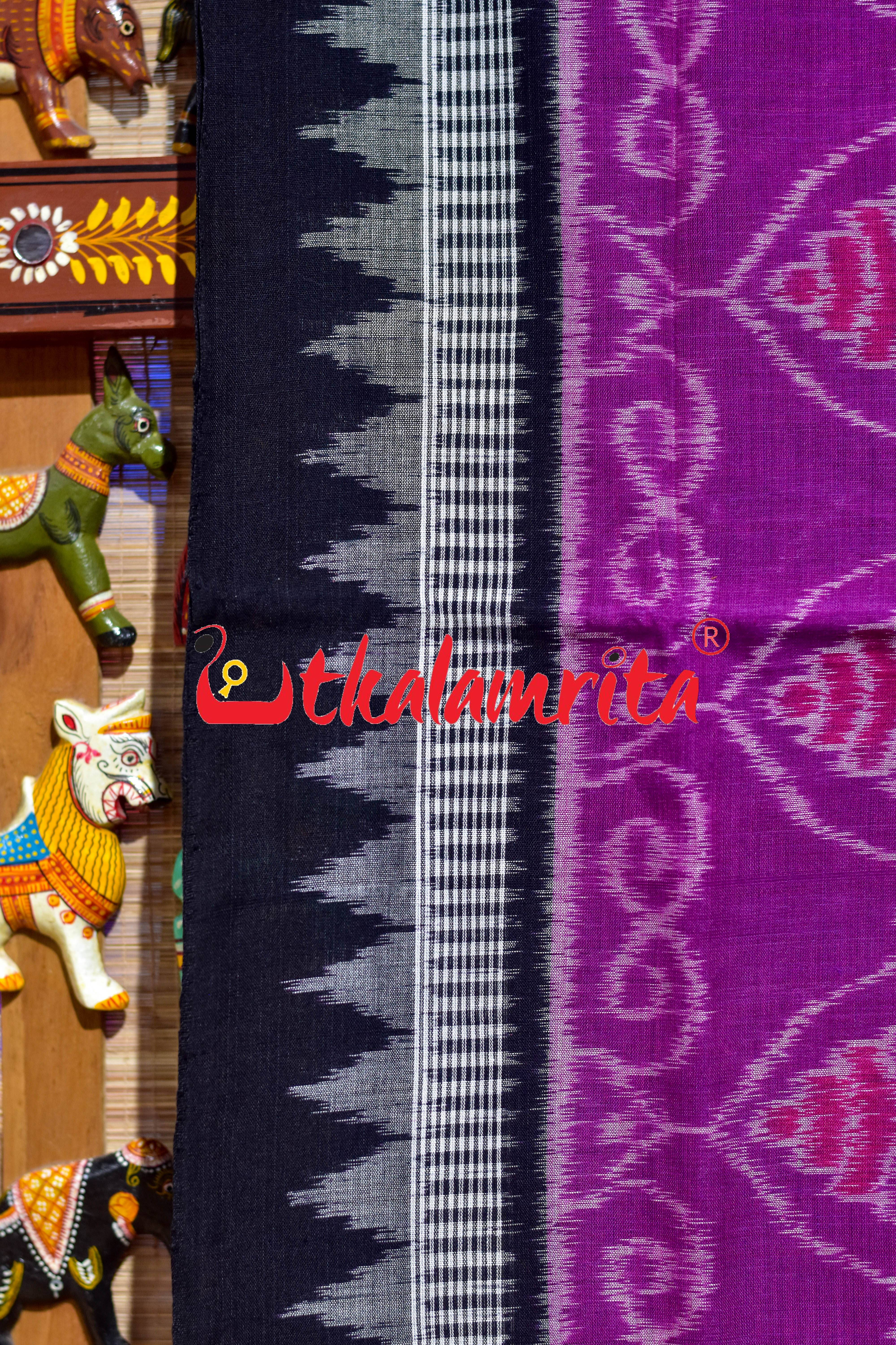 Magenta Lata Patra Khandua Cotton Saree