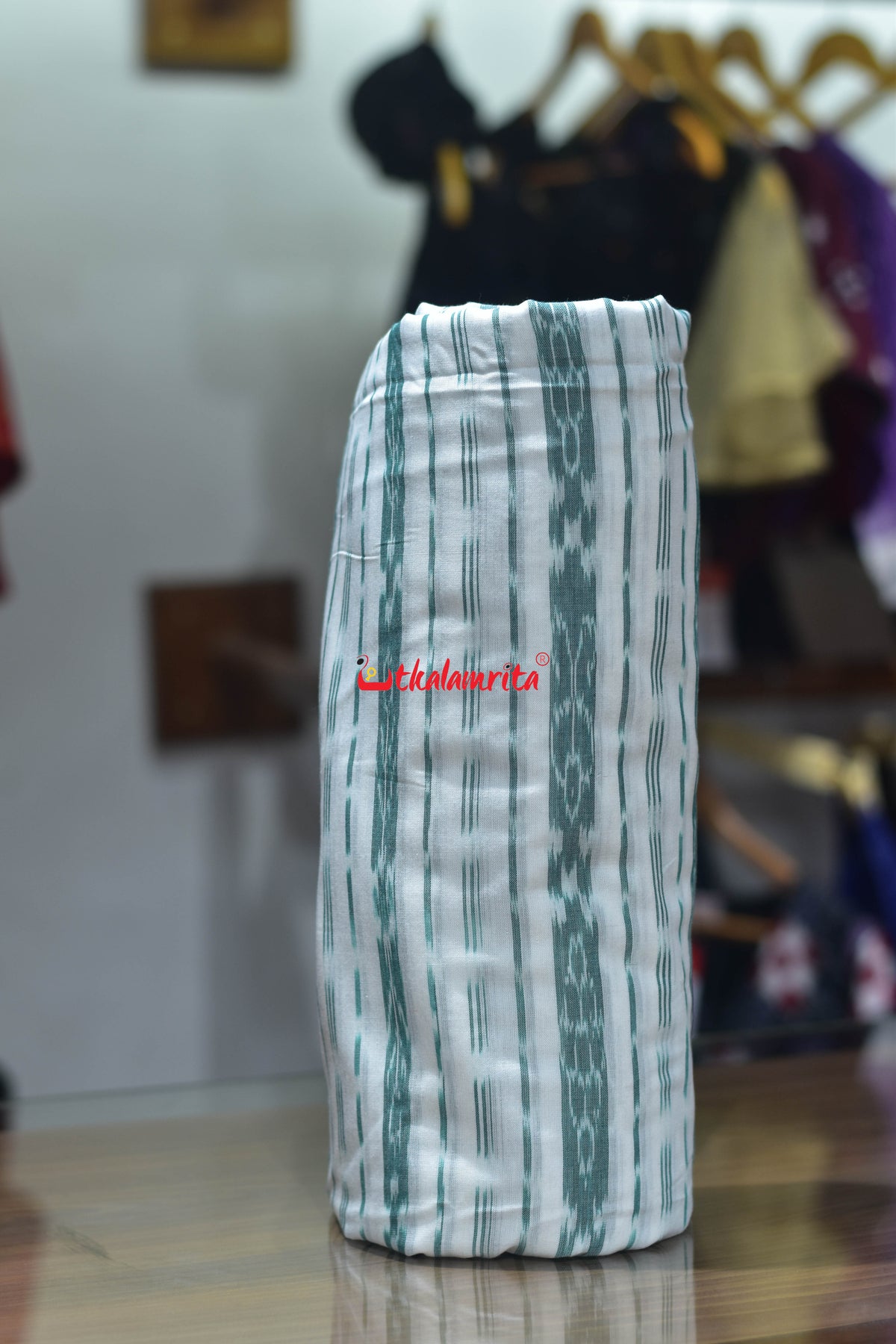 White Green Phula Labanga Cotton (Fabric)
