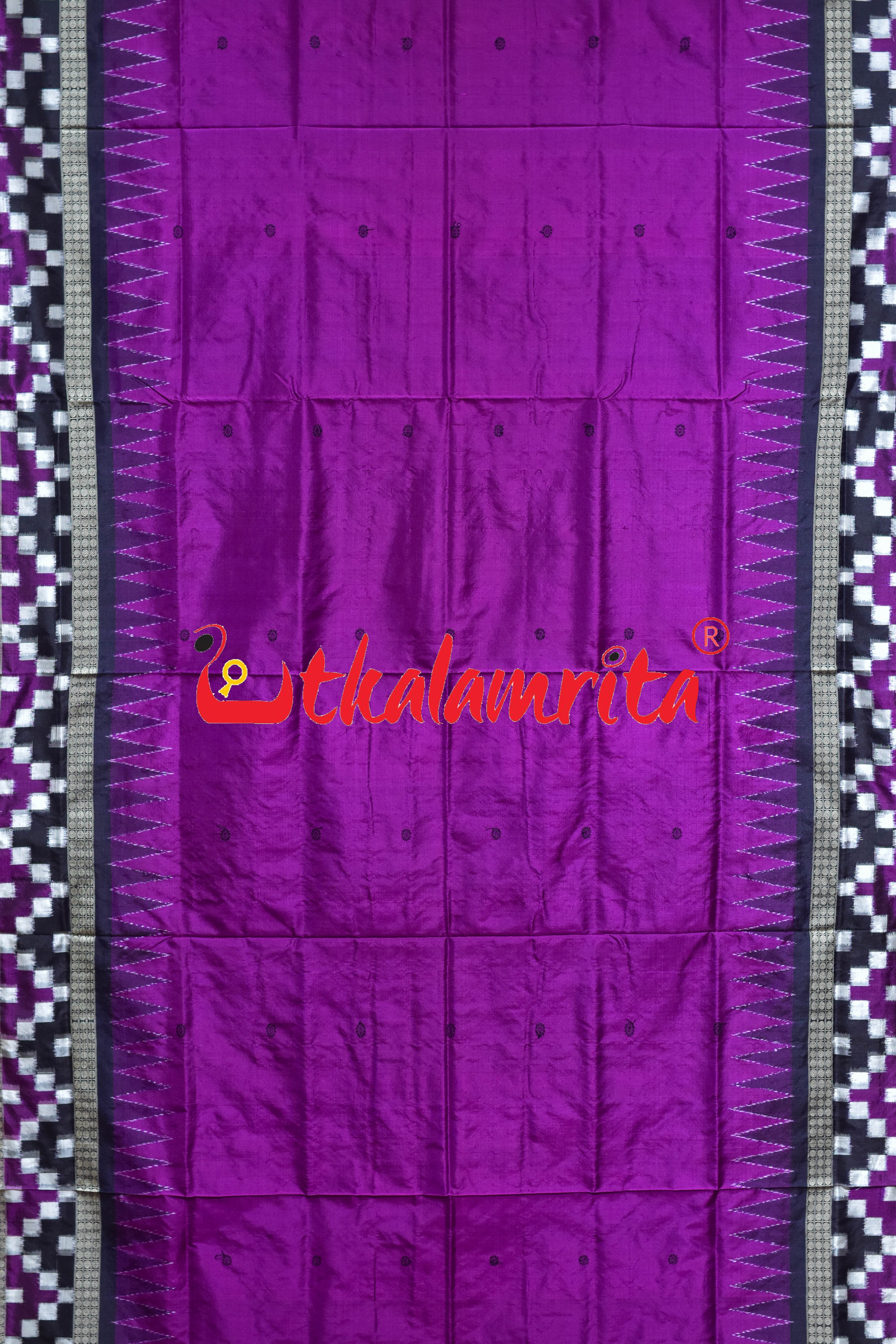 Border Pasapali Purple Buti Sambalpuri Silk Saree