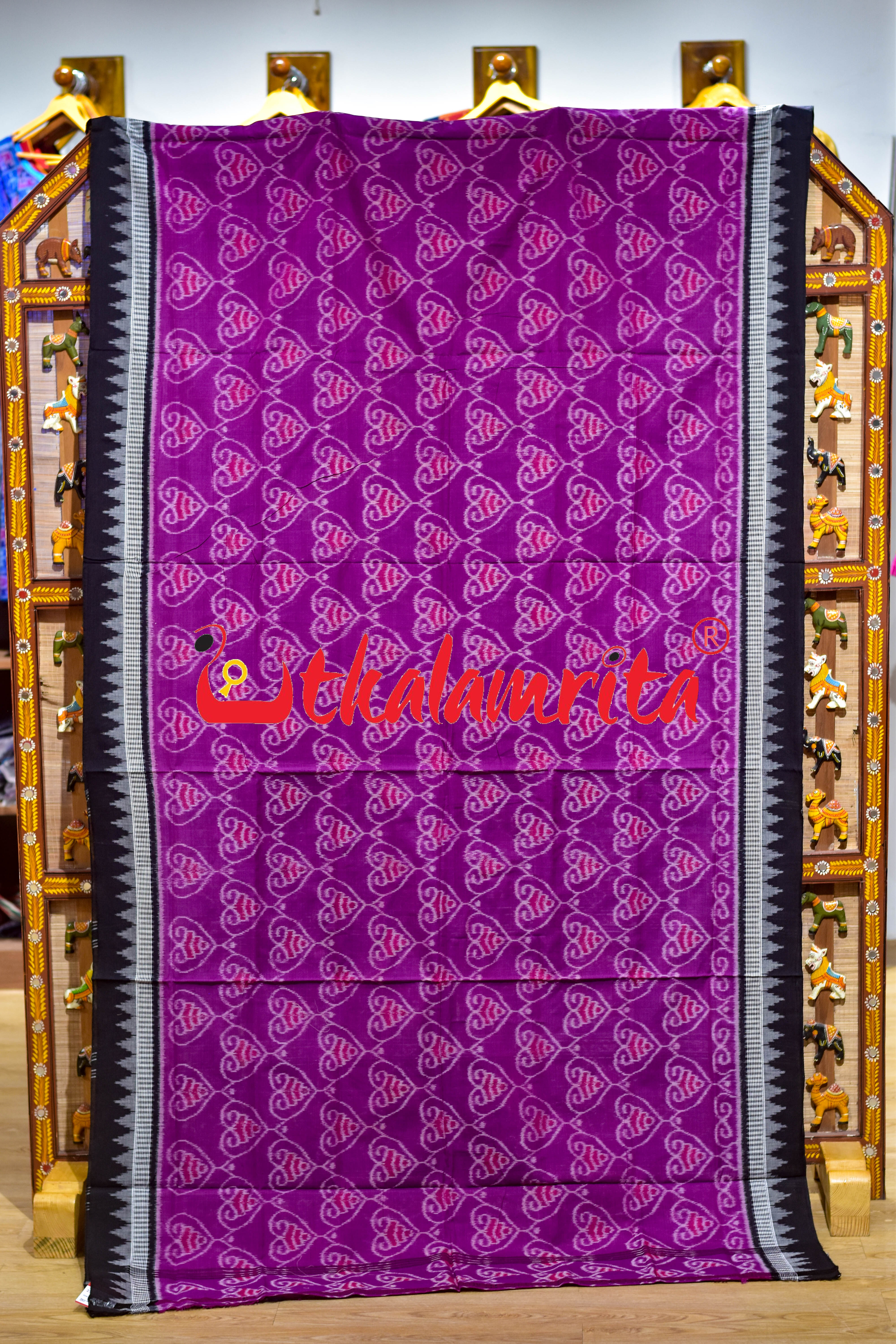 Magenta Lata Patra Khandua Cotton Saree
