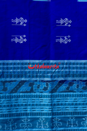 Blue Hati Tribal Box Sambalpuri Silk Saree