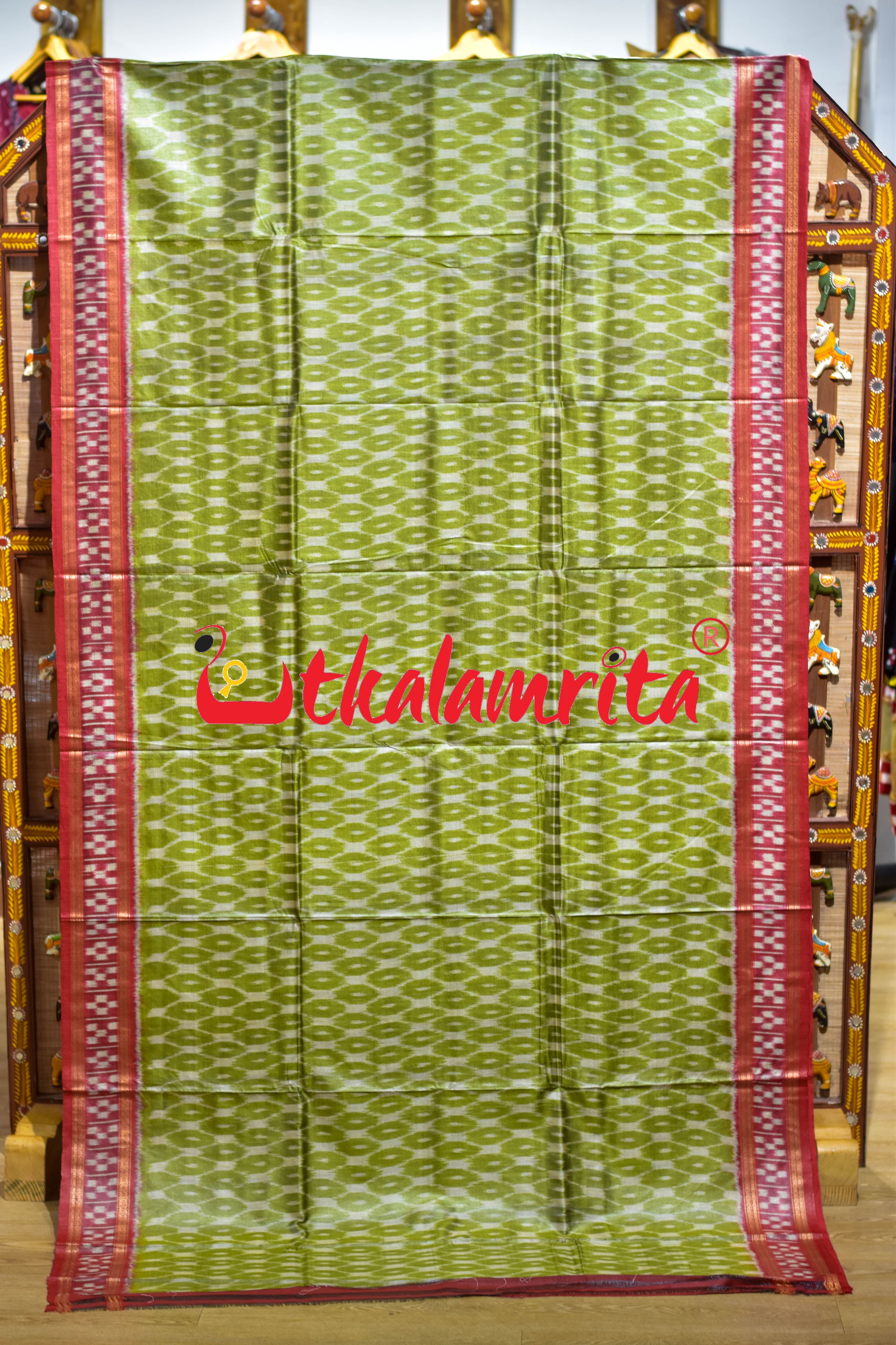 Mehendi Body Ikat Pasapali Border Tussar Silk Saree