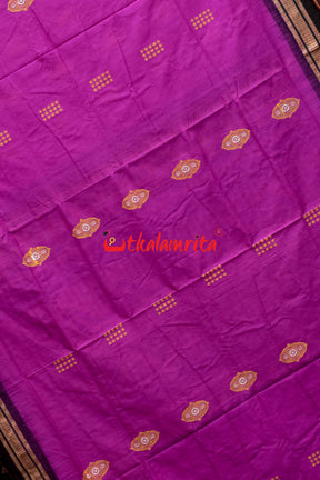 Lavender Bomkai Cotton Saree