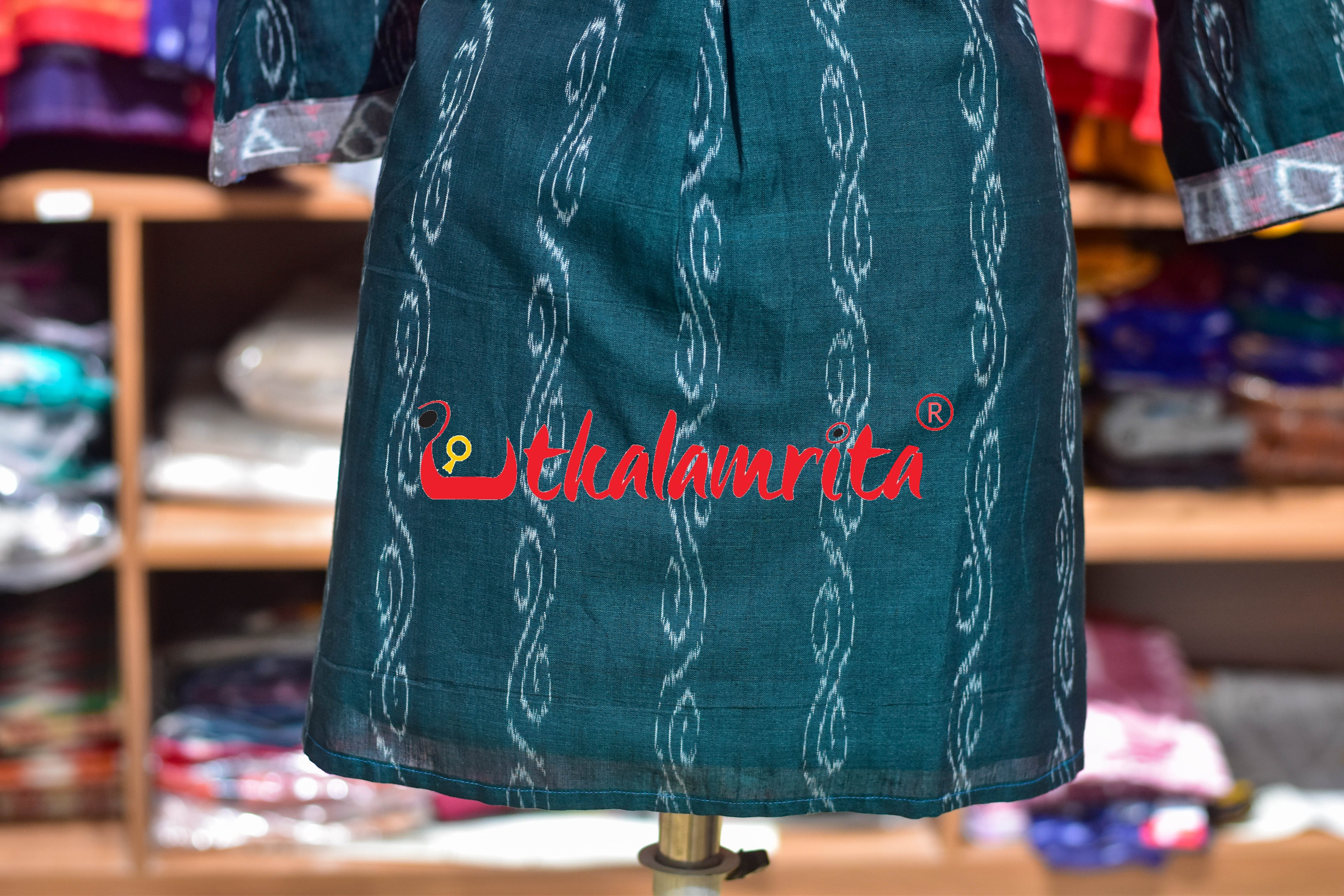 Bottle Green Anjimala English Letters (Ladies' Short Kurti)