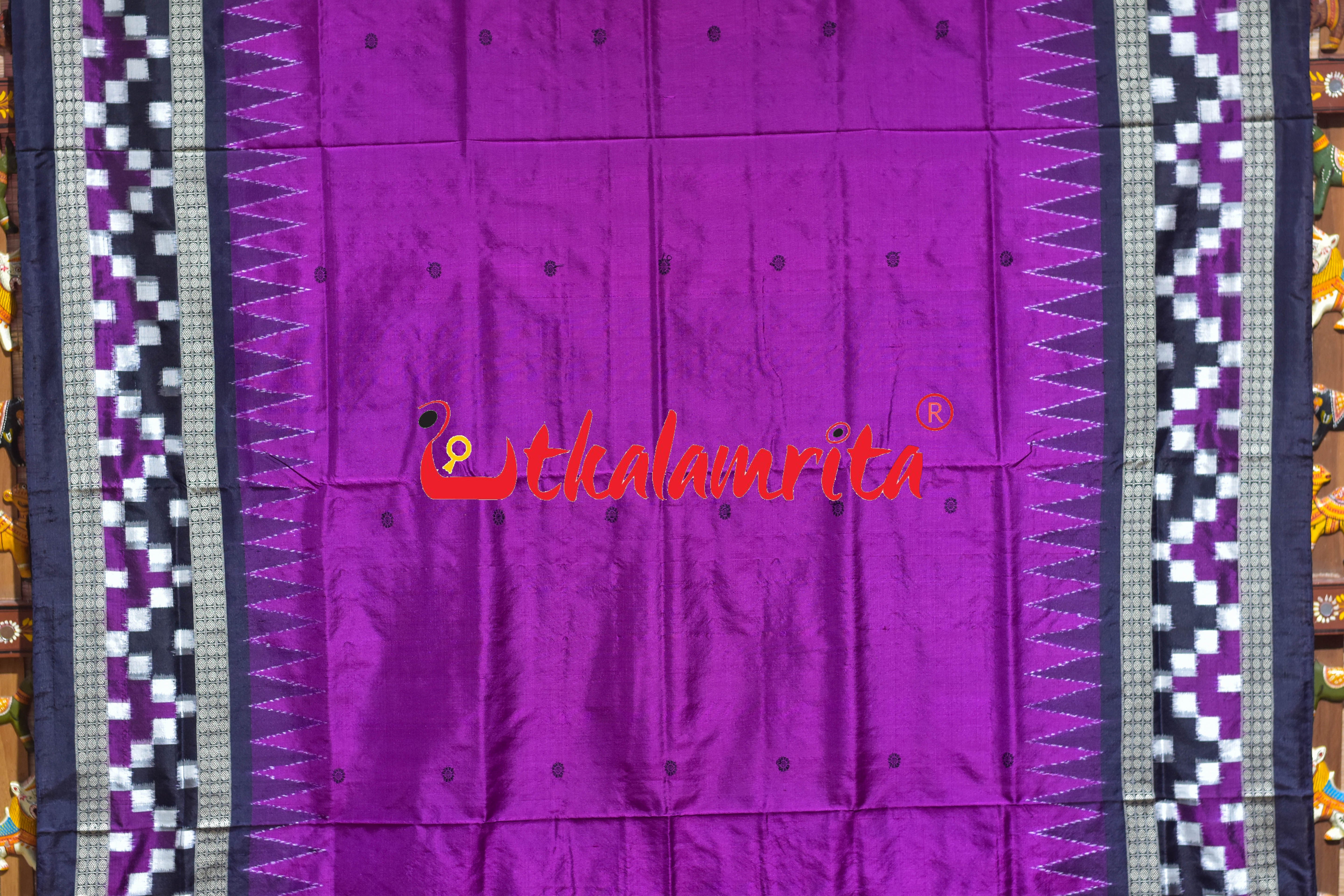 Border Pasapali Purple Buti Sambalpuri Silk Saree