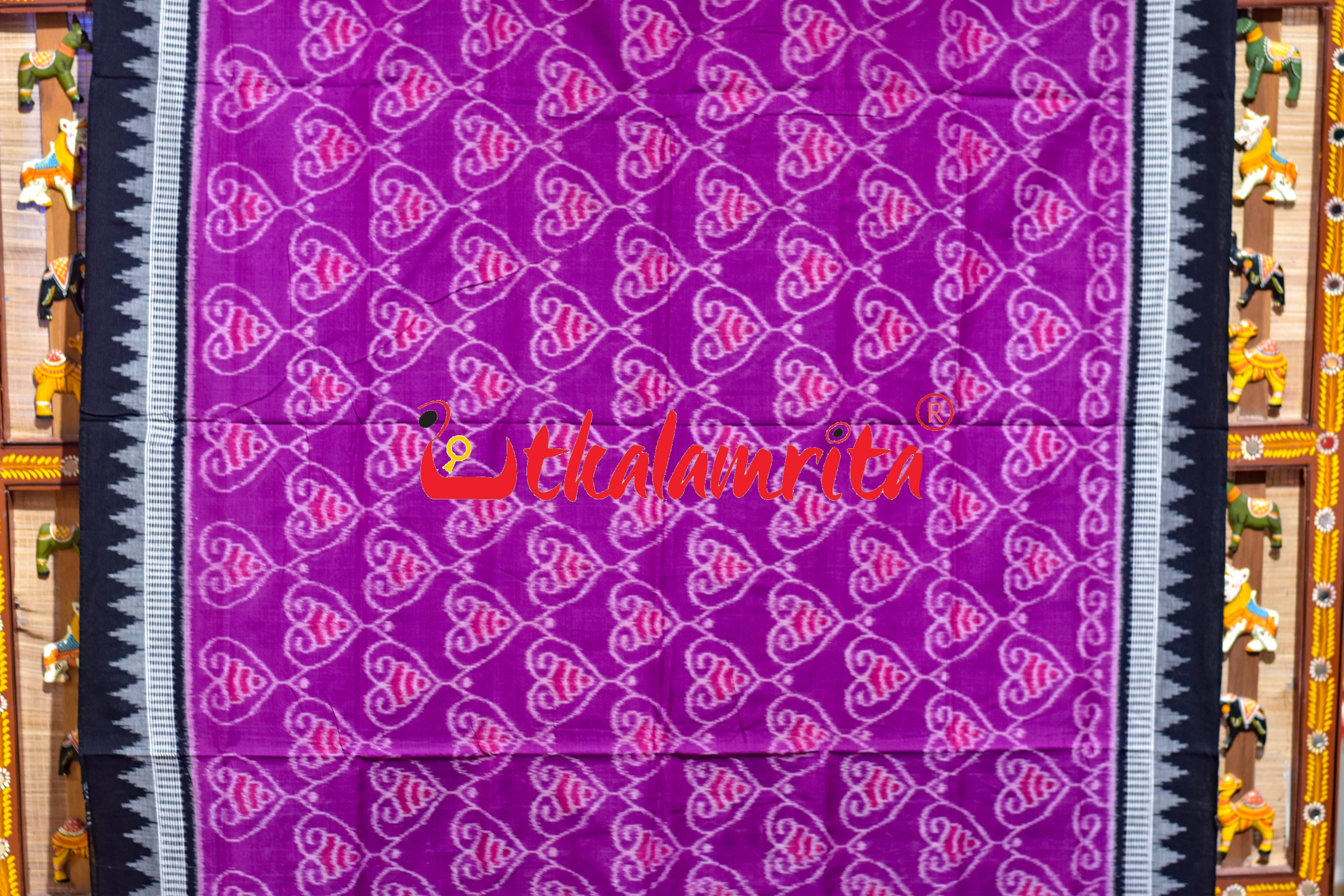 Magenta Lata Patra Khandua Cotton Saree