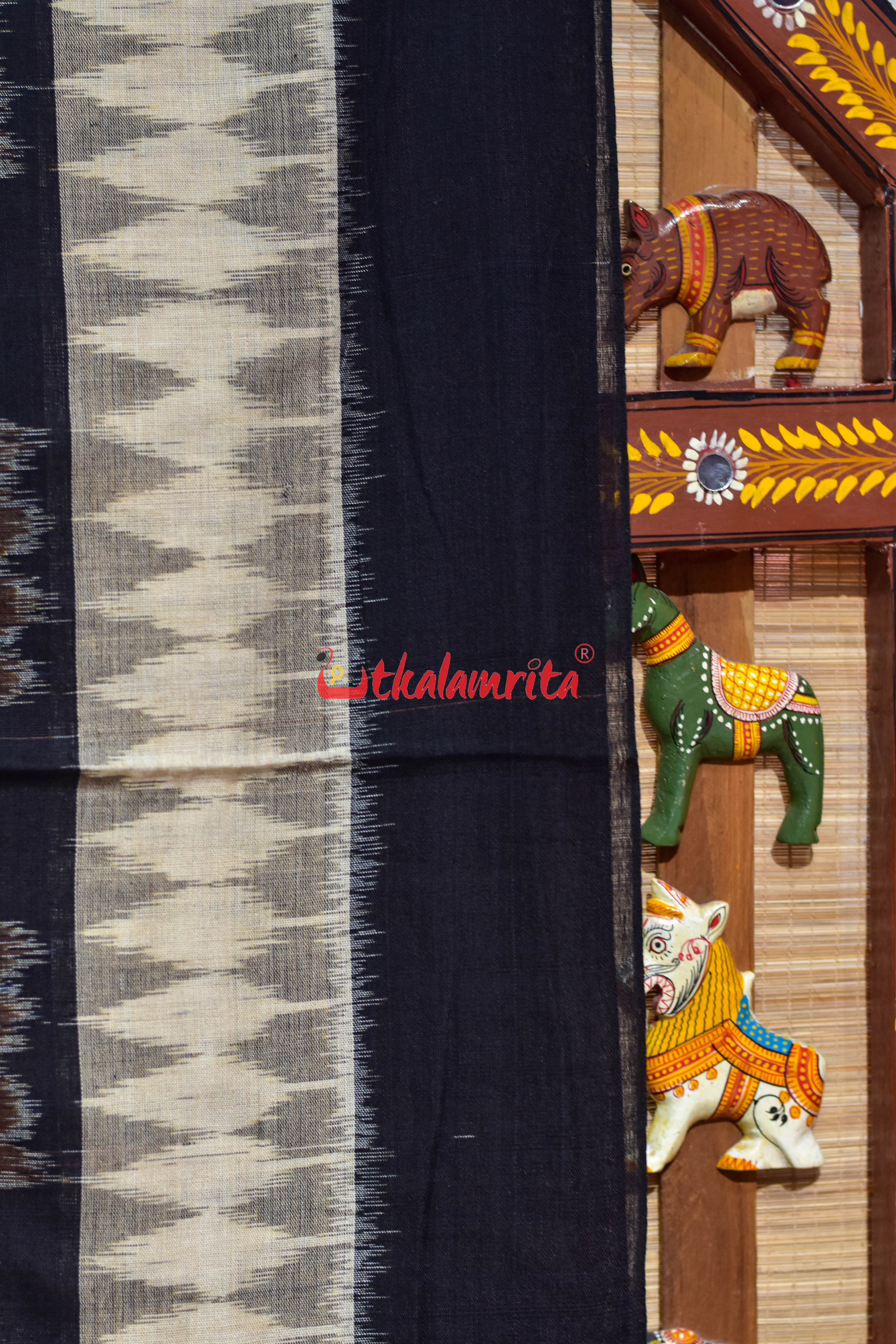 Off White with Brown 7D Body Bandha Khandua Cotton Saree