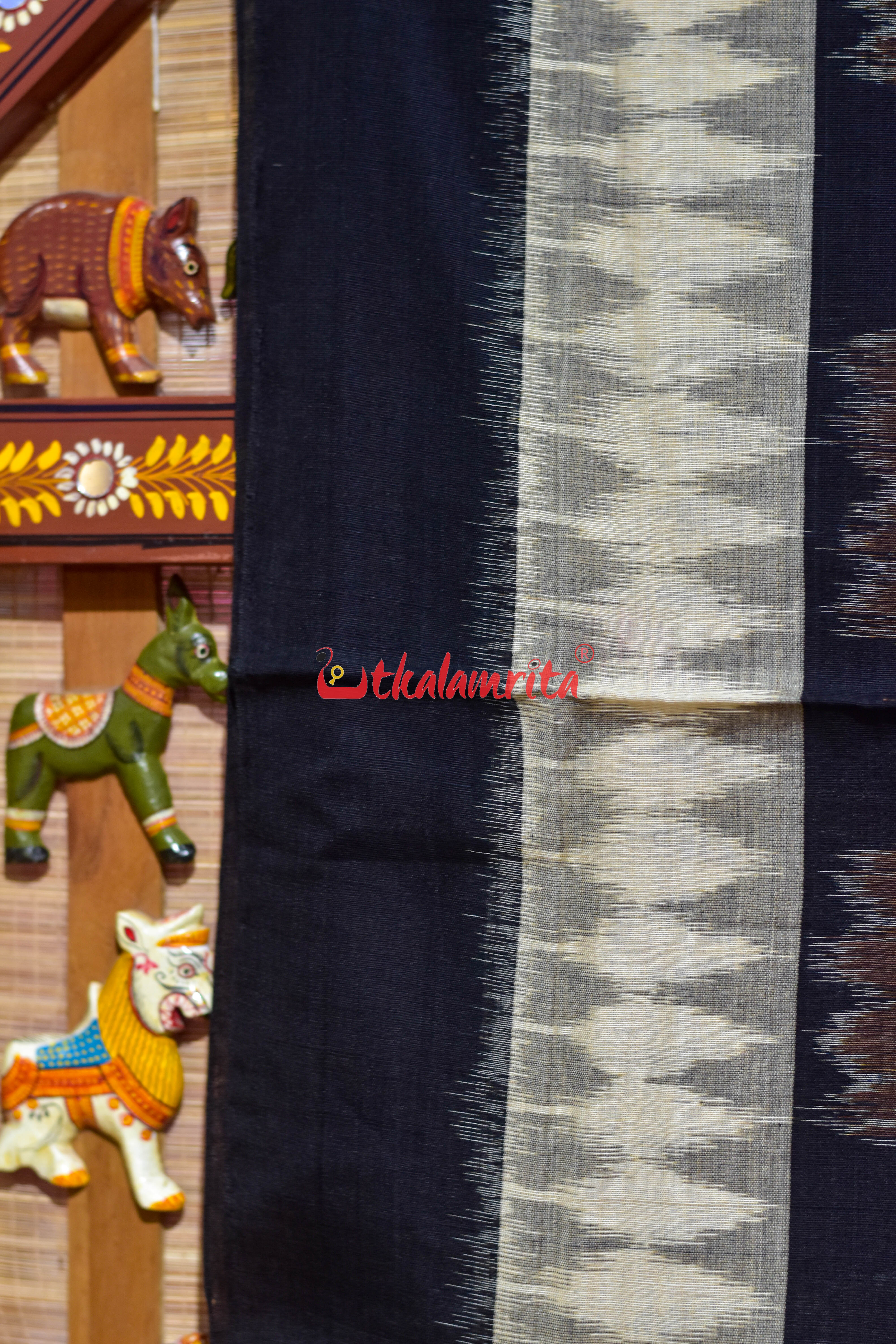 Off White with Brown 7D Body Bandha Khandua Cotton Saree
