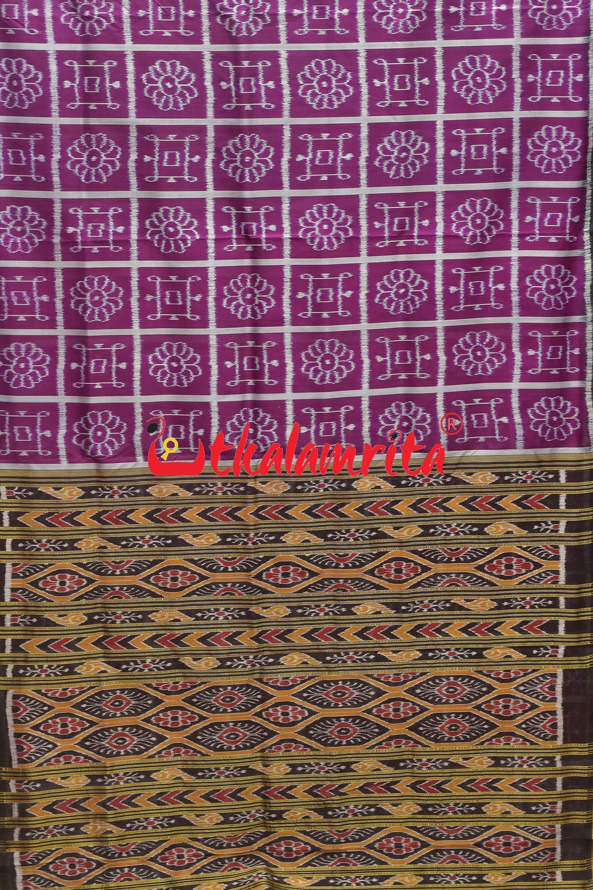 Grape Laxmi Yantra Khandua Silk Saree