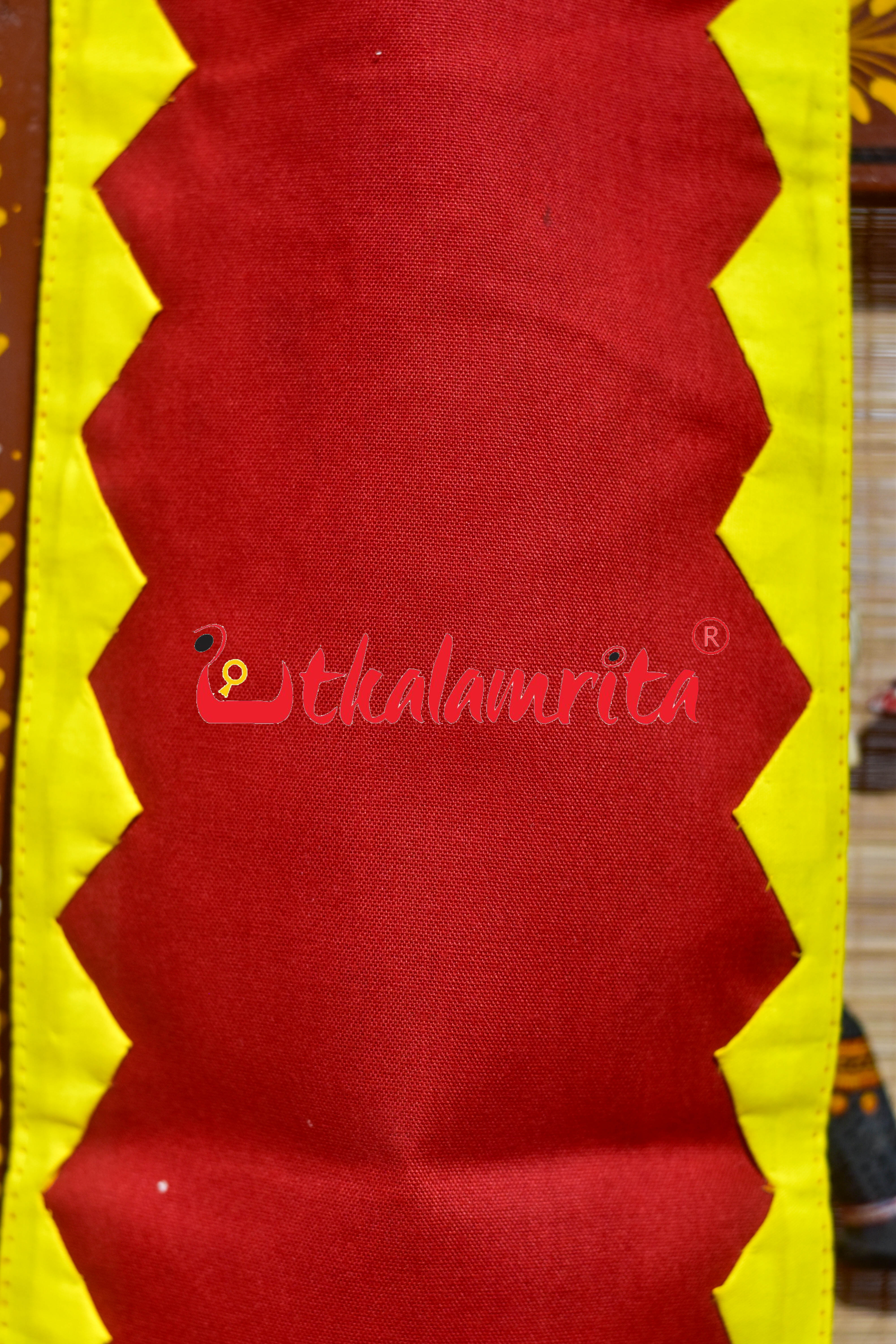 Red Blue Parrot Pipli Applique Uttariya