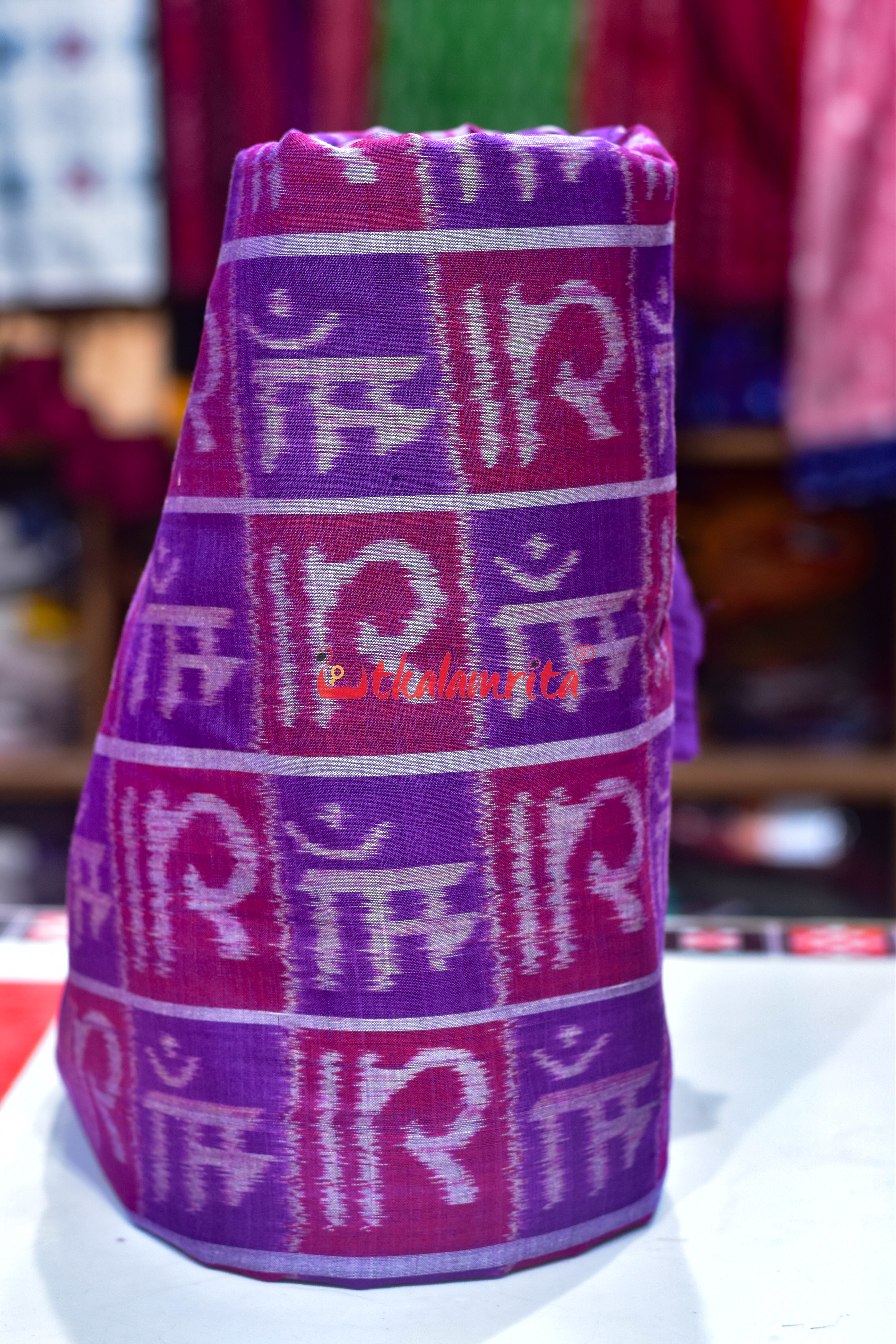 Purple Magenta Maa Sambalpuri Cotton (Fabric)