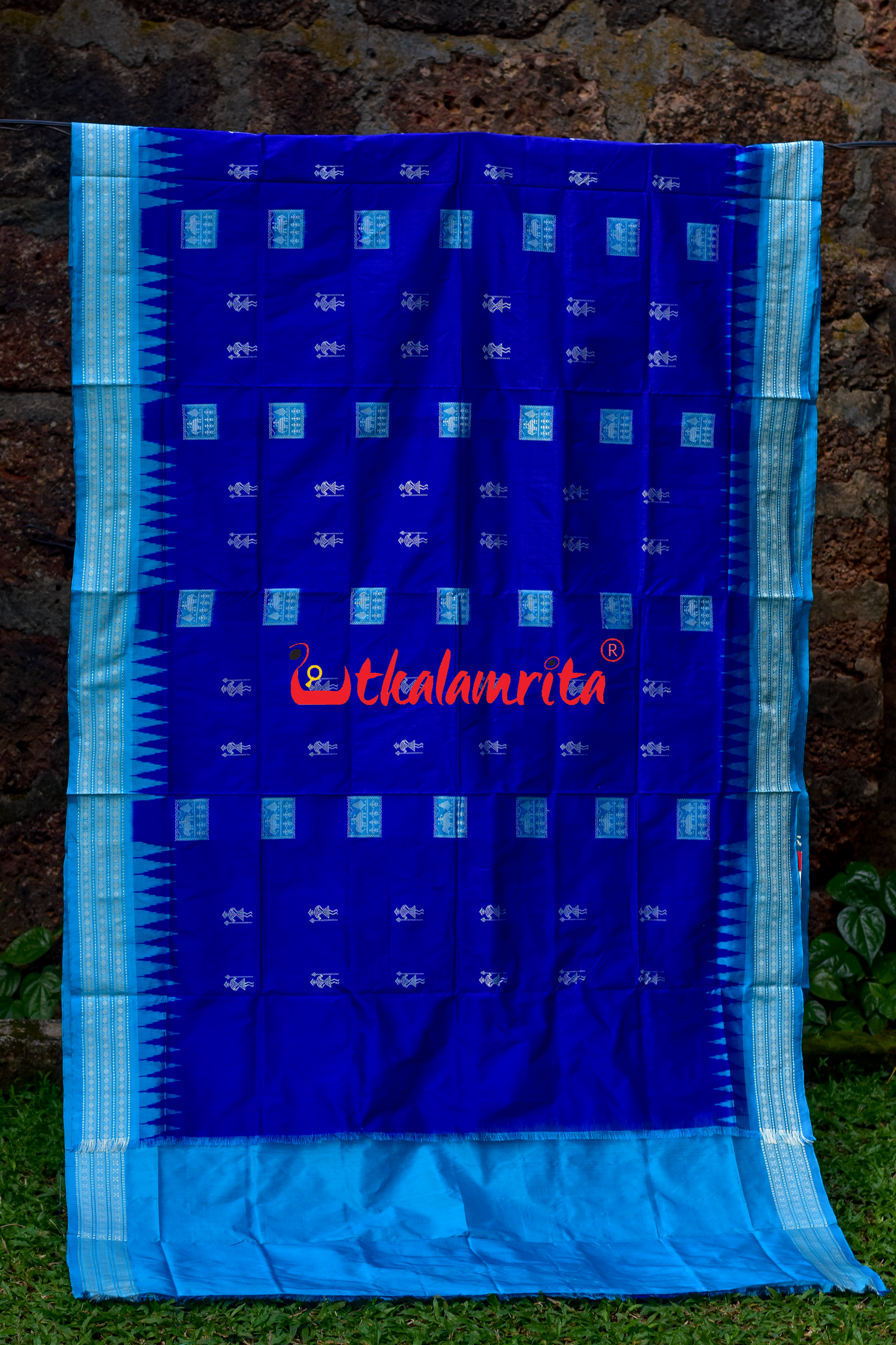 Blue Hati Tribal Box Sambalpuri Silk Saree