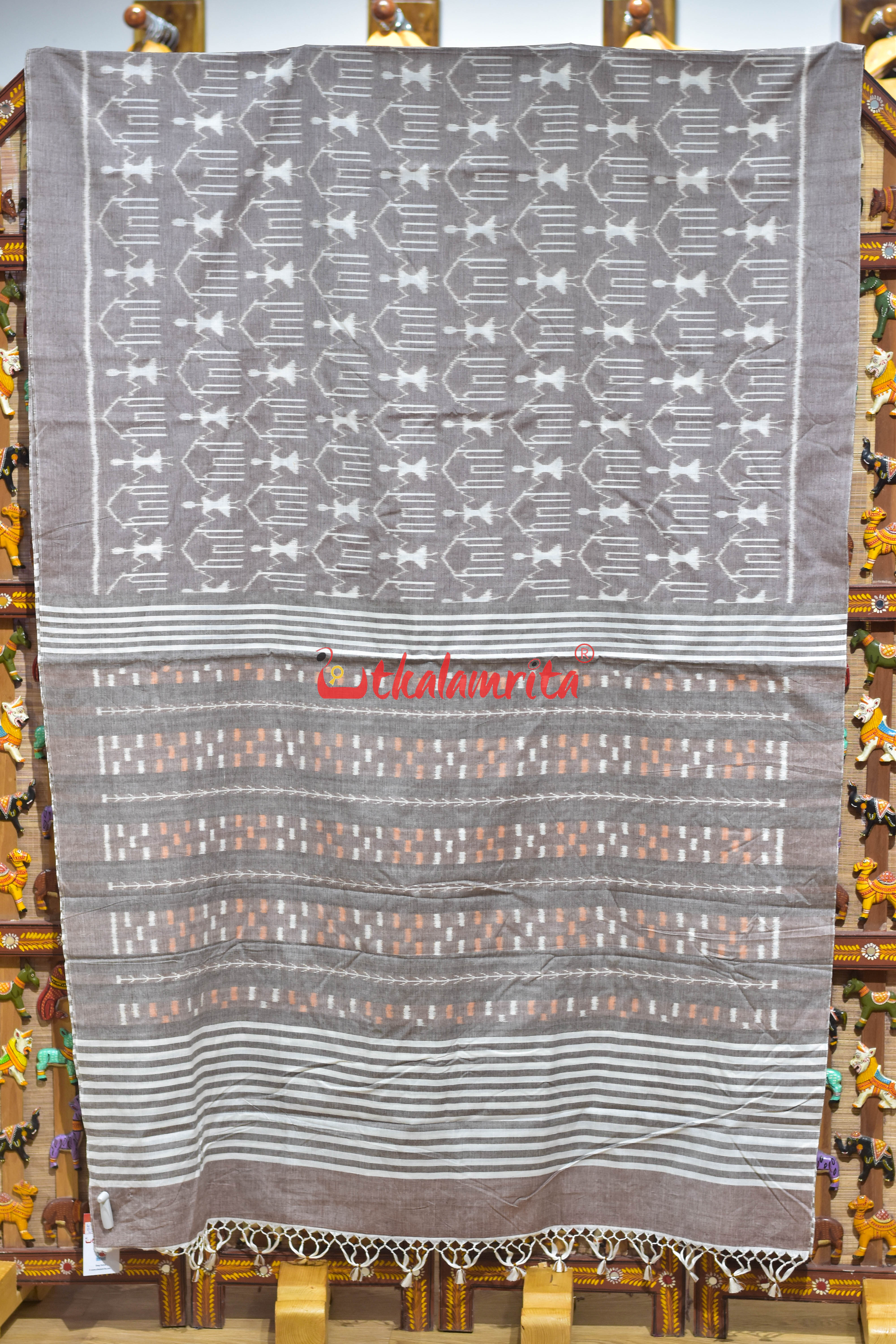 Tribal Light Brown Khandua Cotton Saree