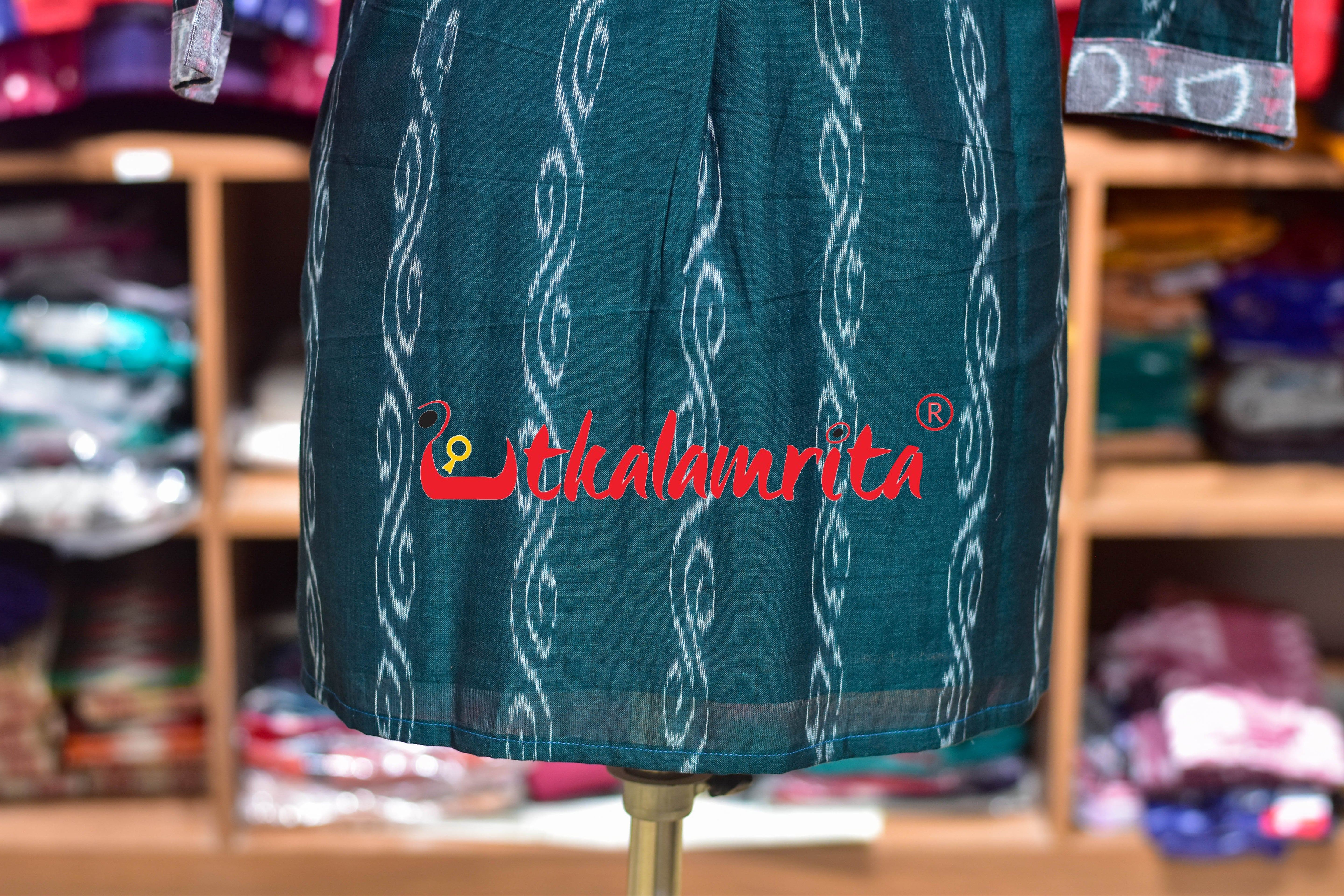 Bottle Green Anjimala English Letters (Ladies' Short Kurti)