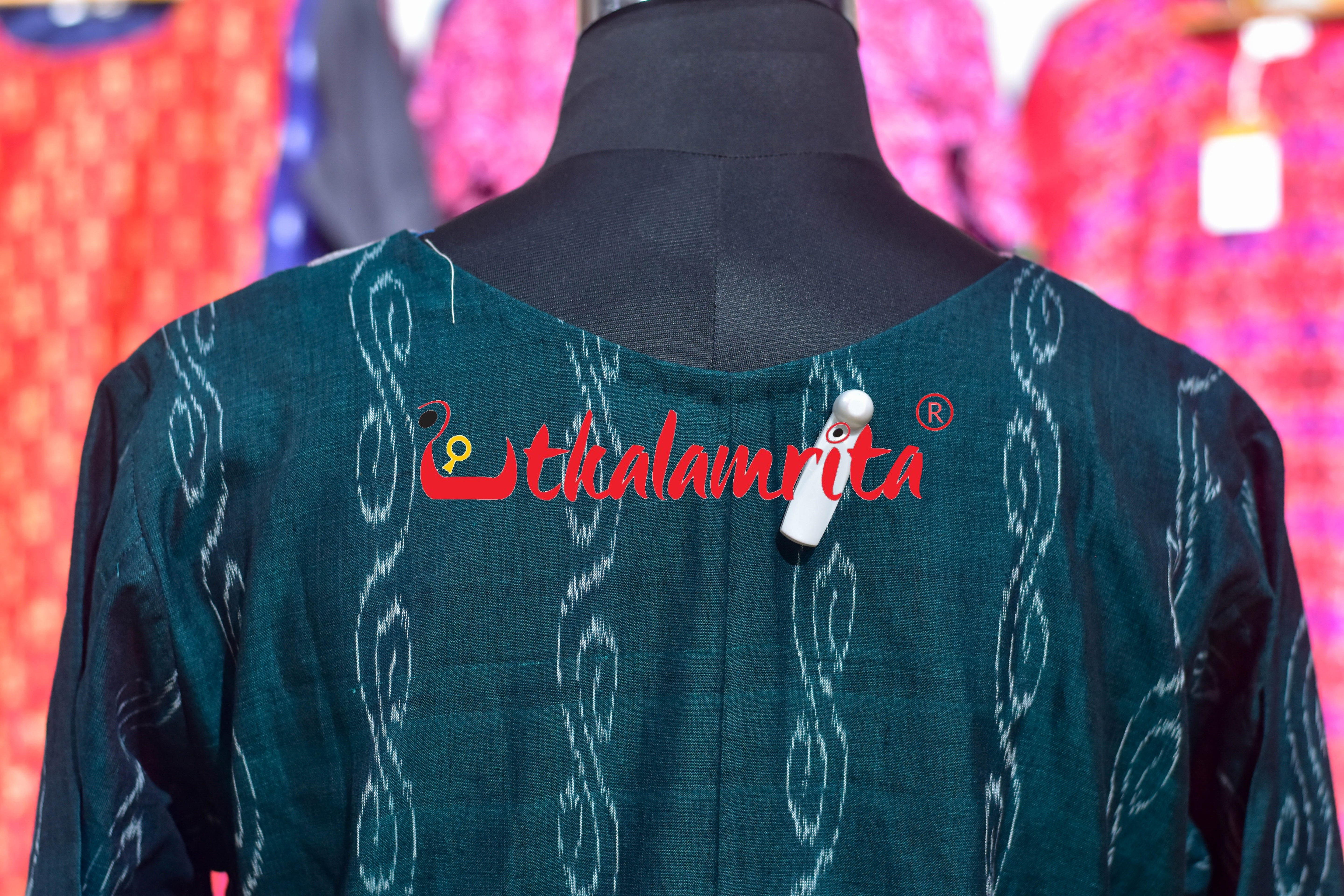 Bottle Green Anjimala English Letters (Ladies' Short Kurti)