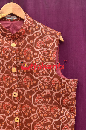 Maroon Chadhei Mix Silk (Modi Jacket)