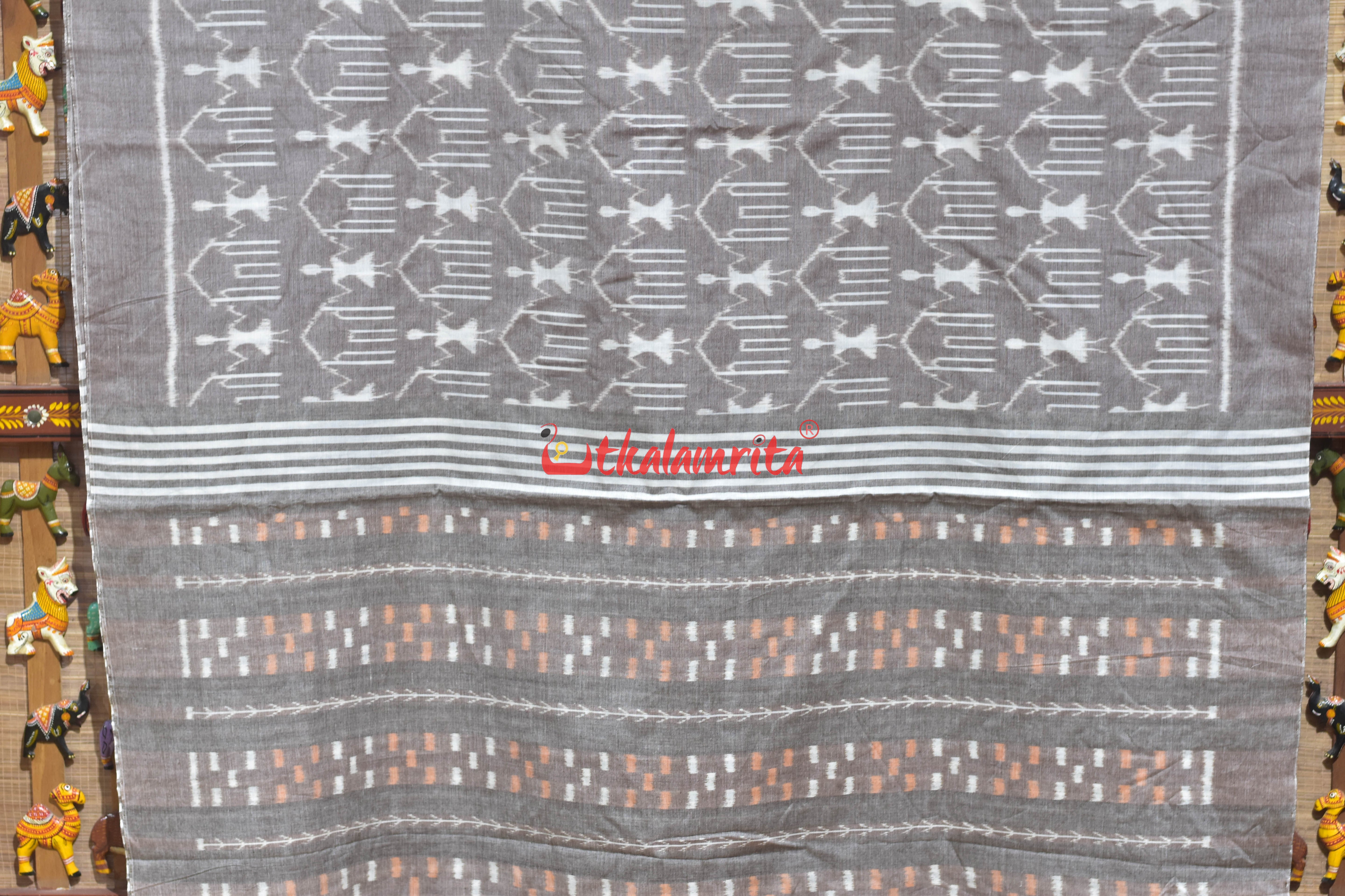 Tribal Light Brown Khandua Cotton Saree