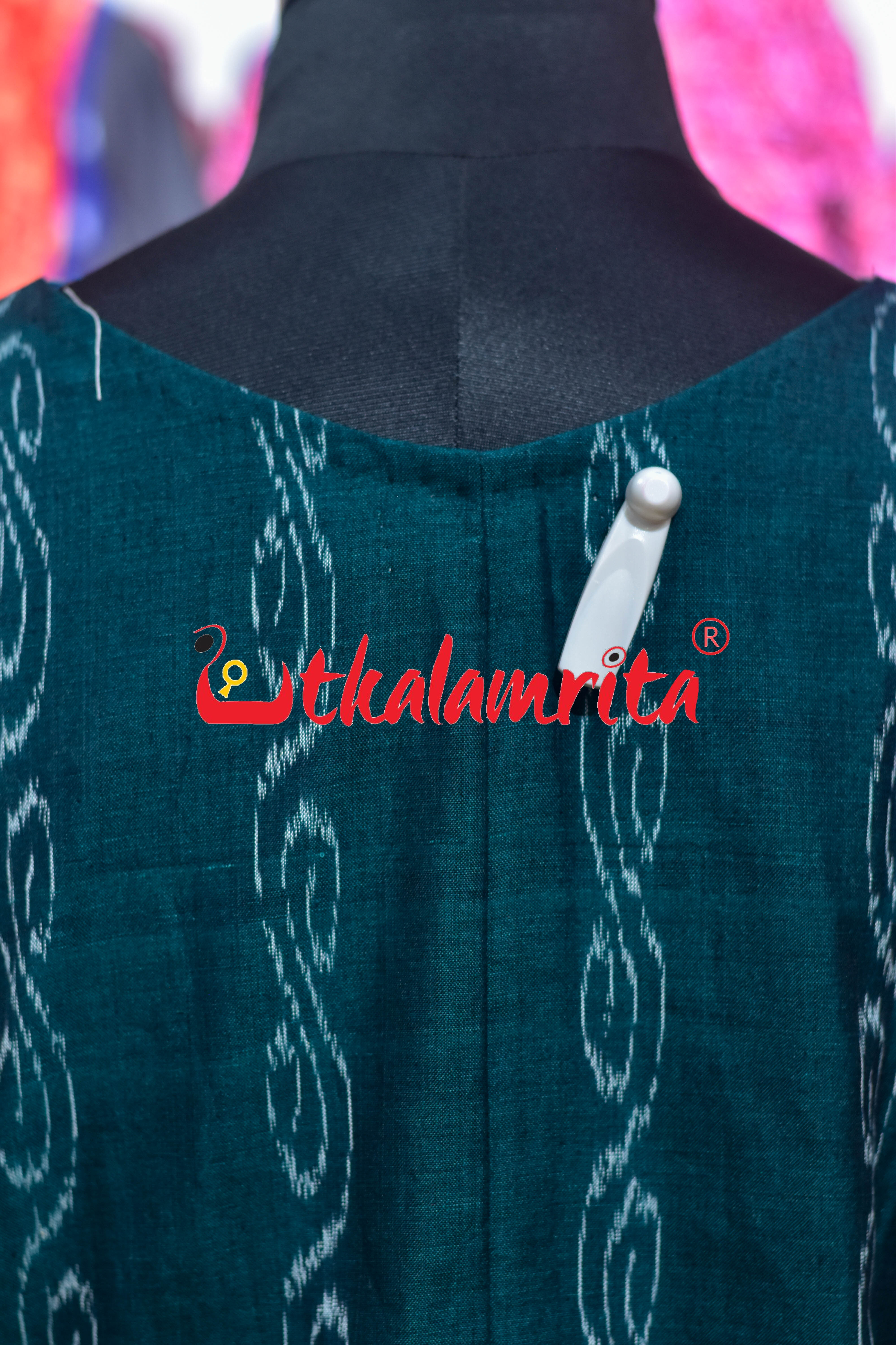 Bottle Green Anjimala English Letters (Ladies' Short Kurti)