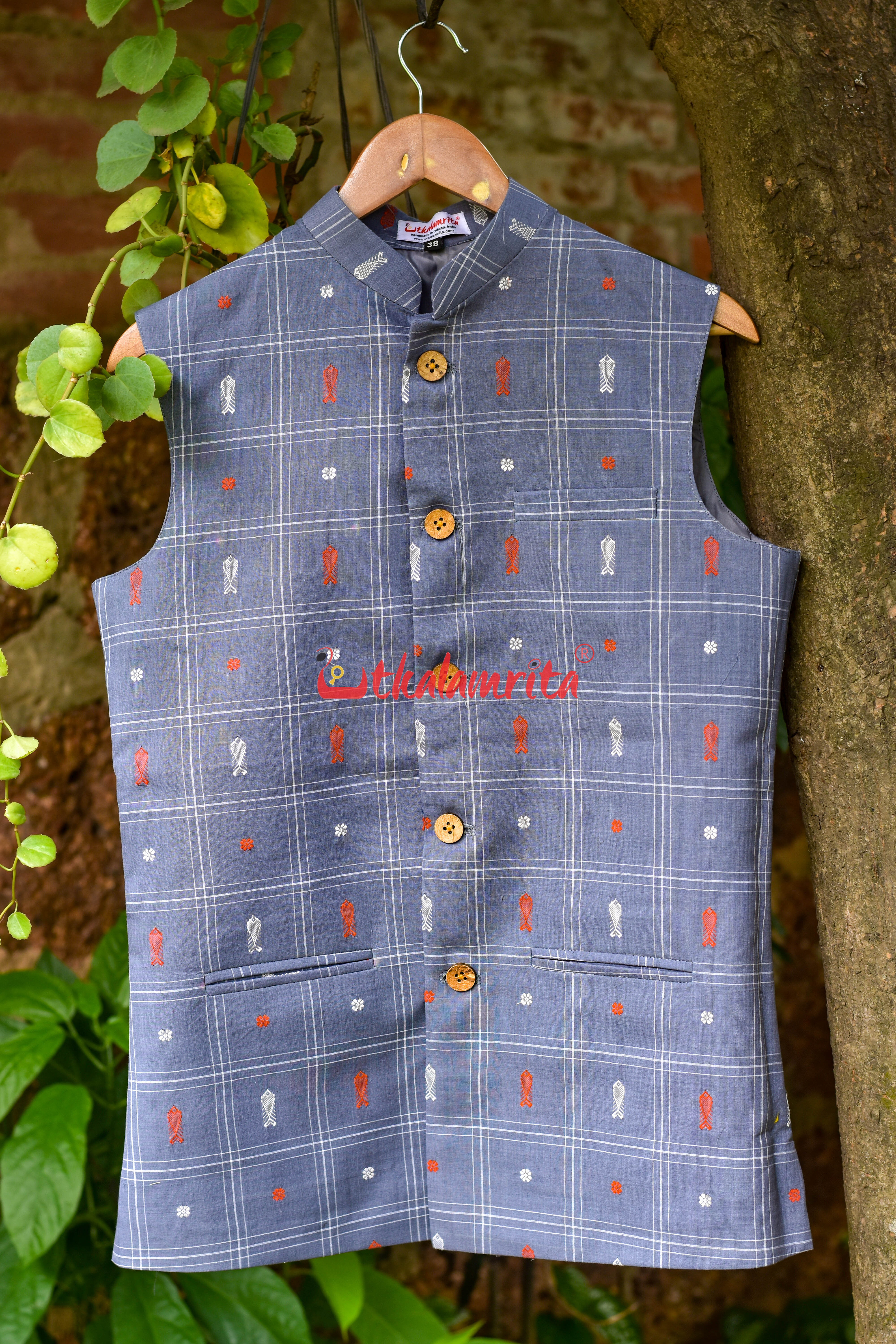 Ash Grey Fish Buti (Modi Jacket)