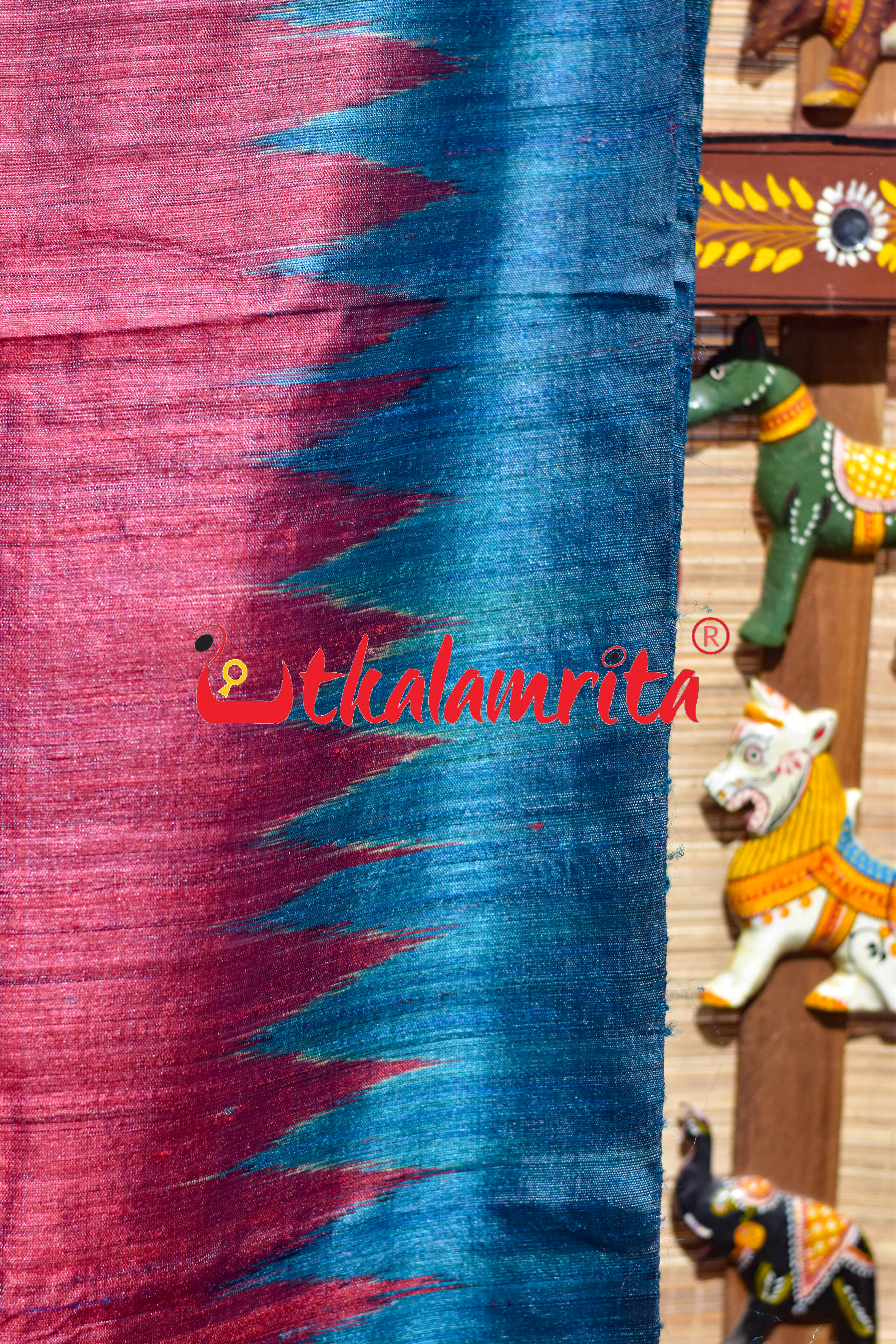 Plain Red Blue Ratha Jatra Gopalpur Tussar Silk Saree