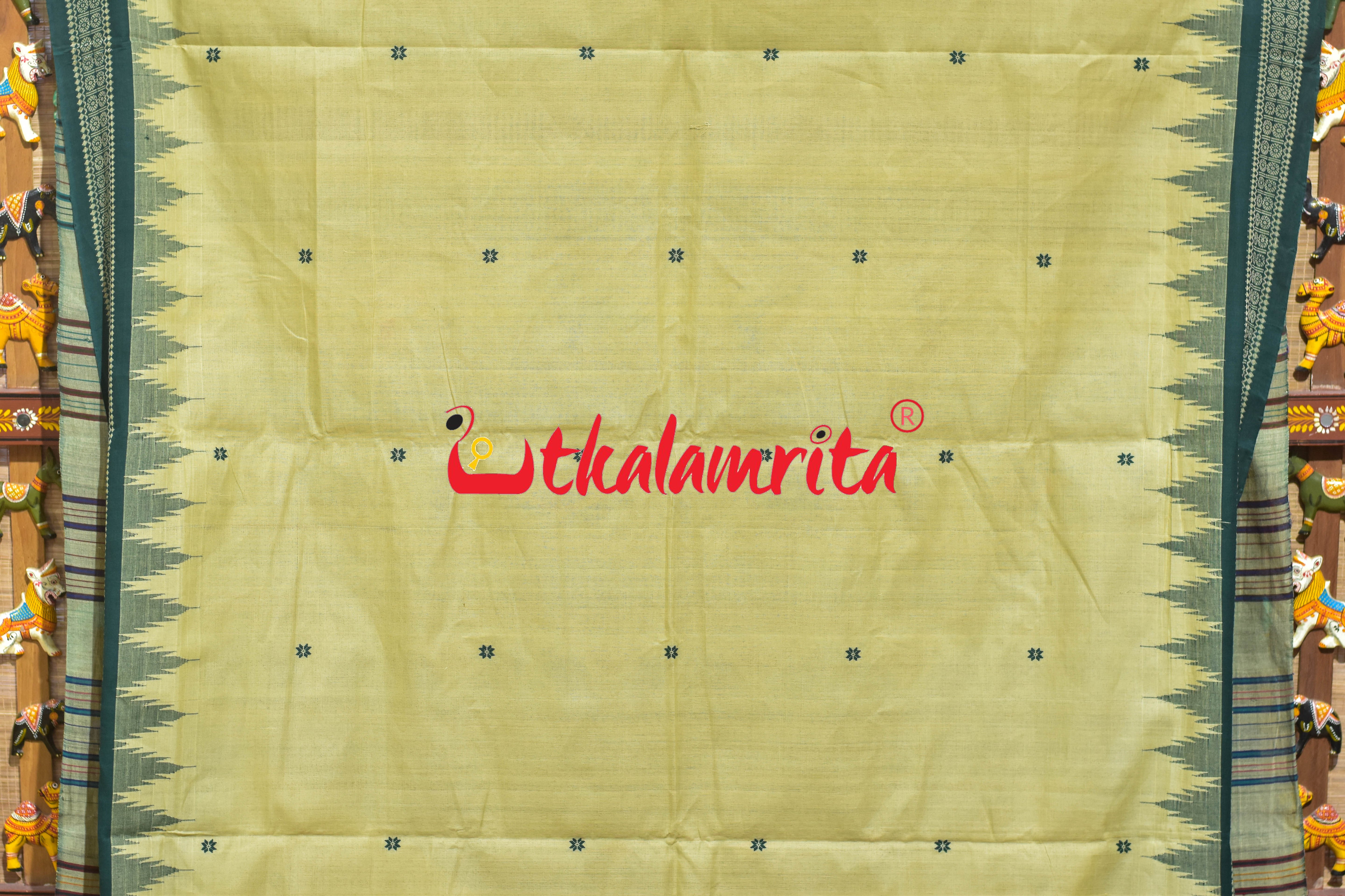 Chandan Green Border Ganjam Bomkai Cotton Saree