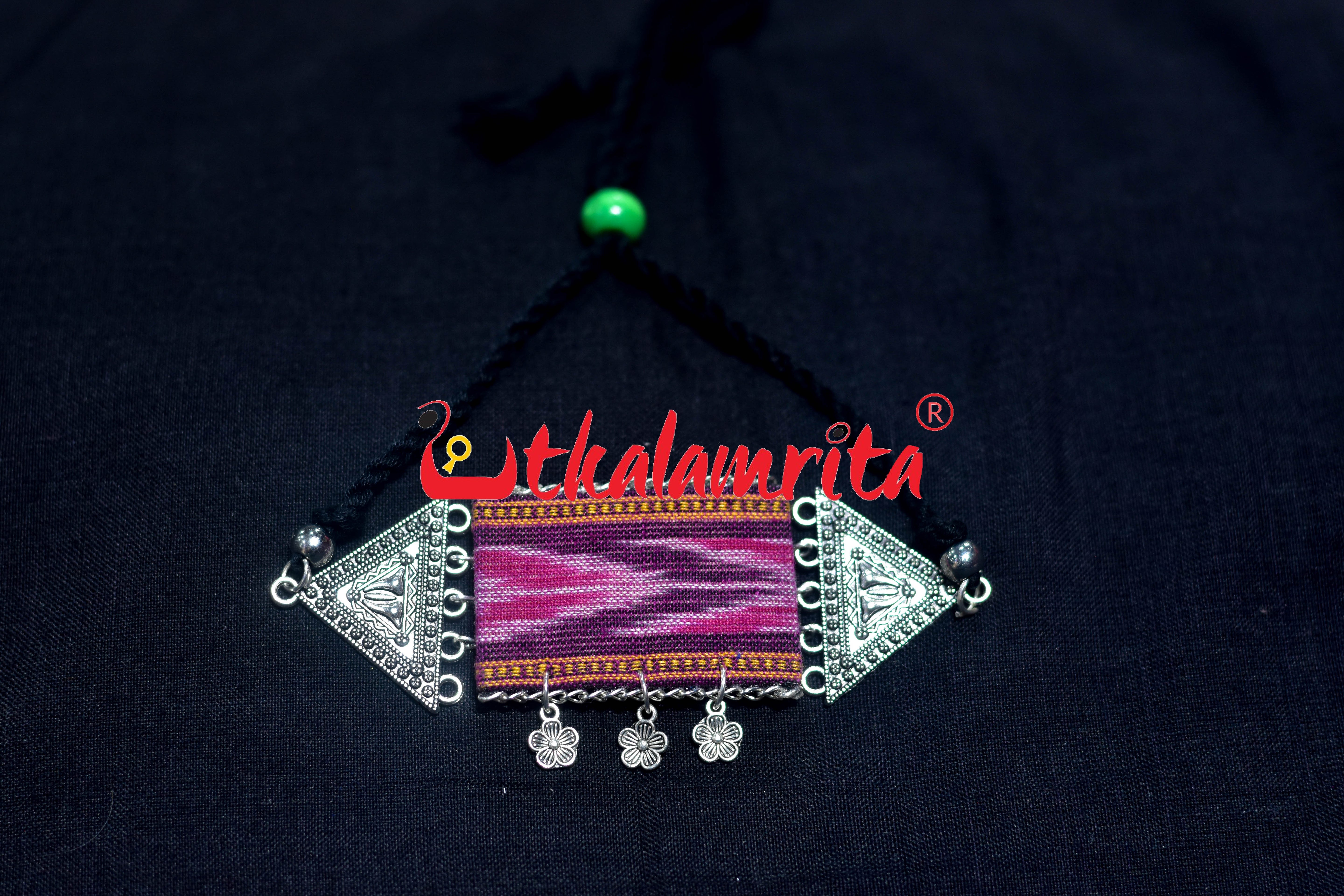Silver Magenta Ikat Small Choker Set