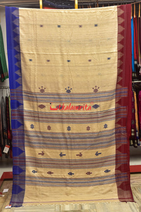 Off White Ganga Jamuna Fishes Tussar Kotpad Saree
