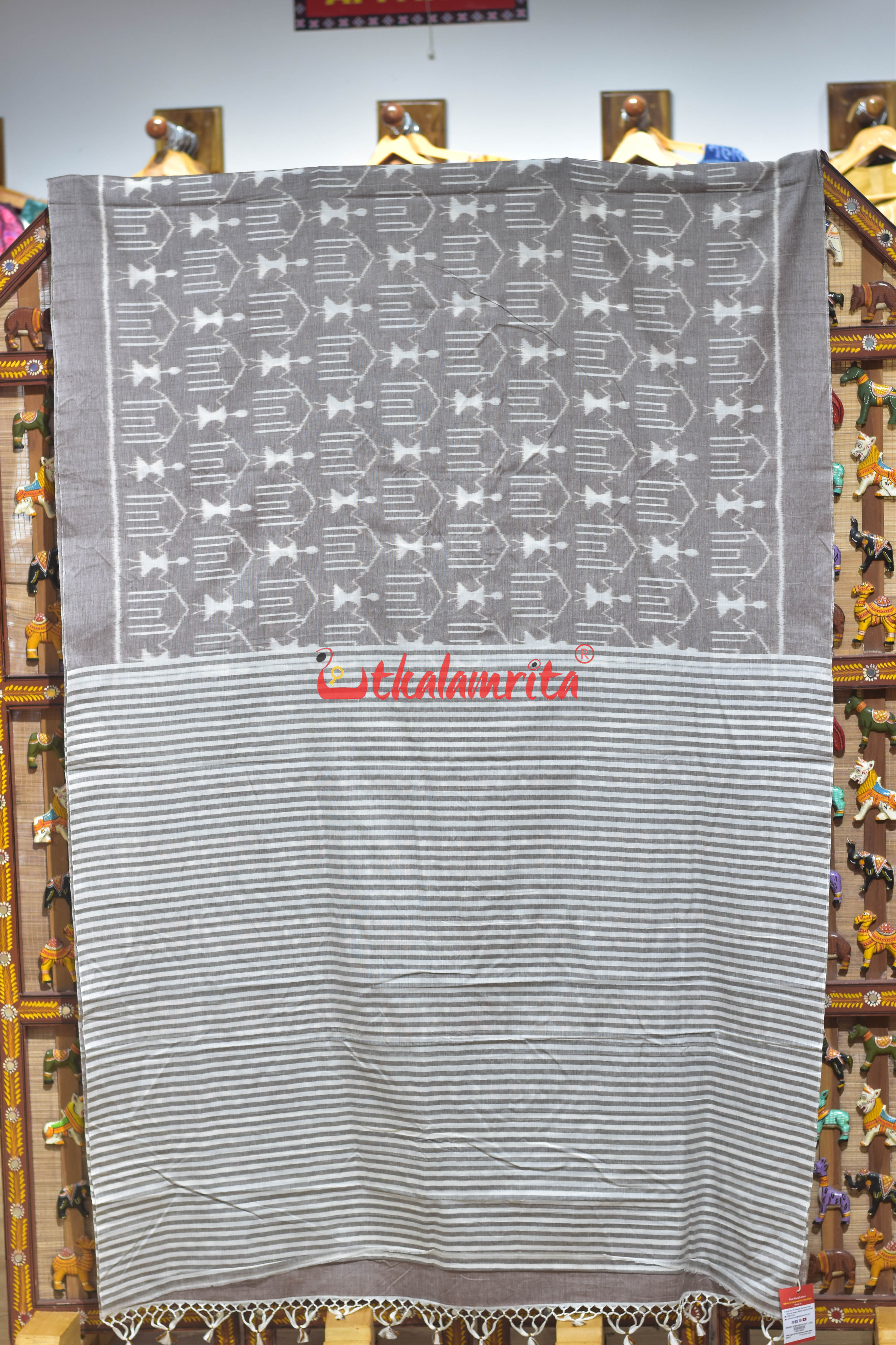 Tribal Light Brown Khandua Cotton Saree