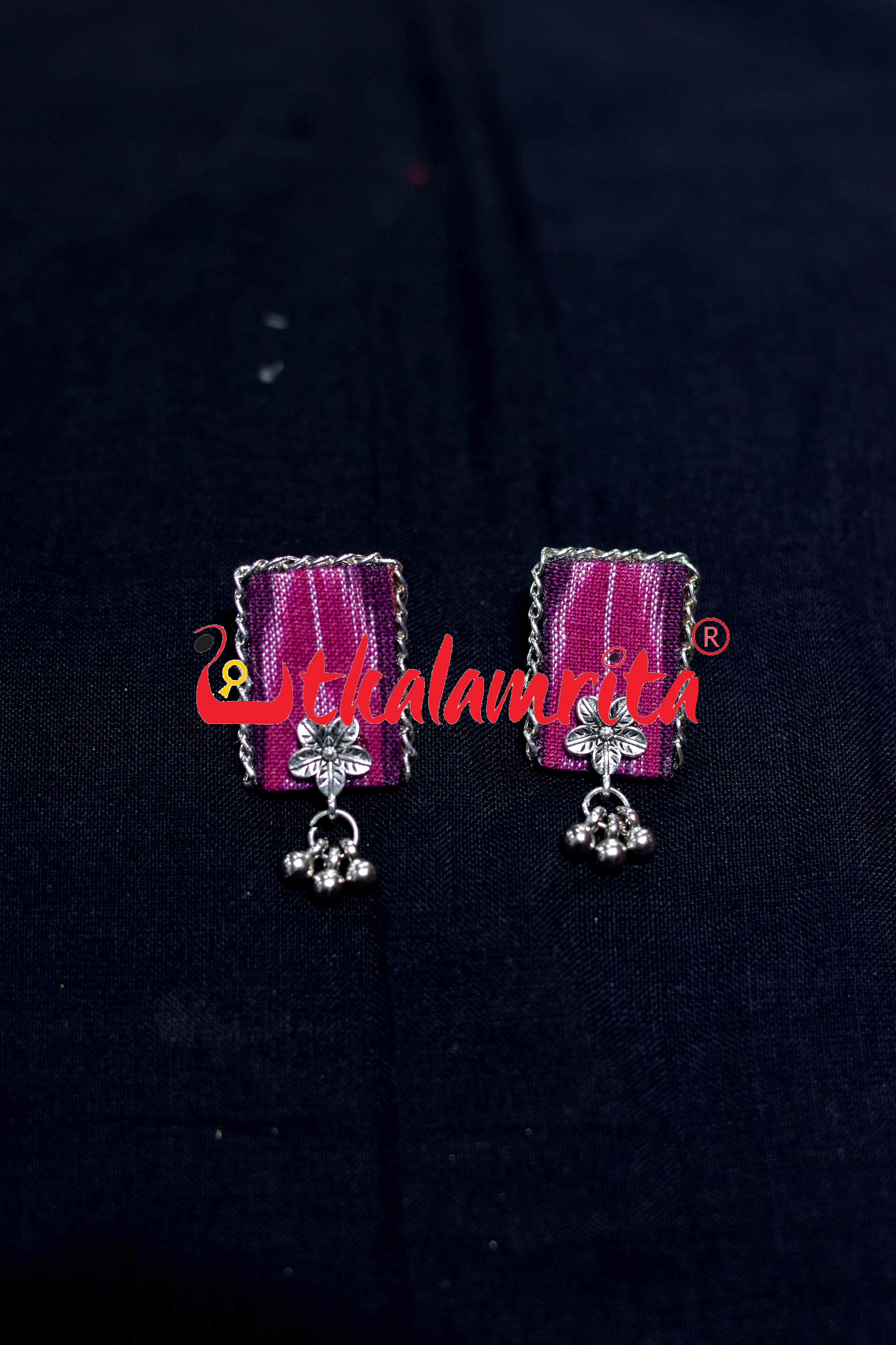 Silver Magenta Ikat Small Choker Set