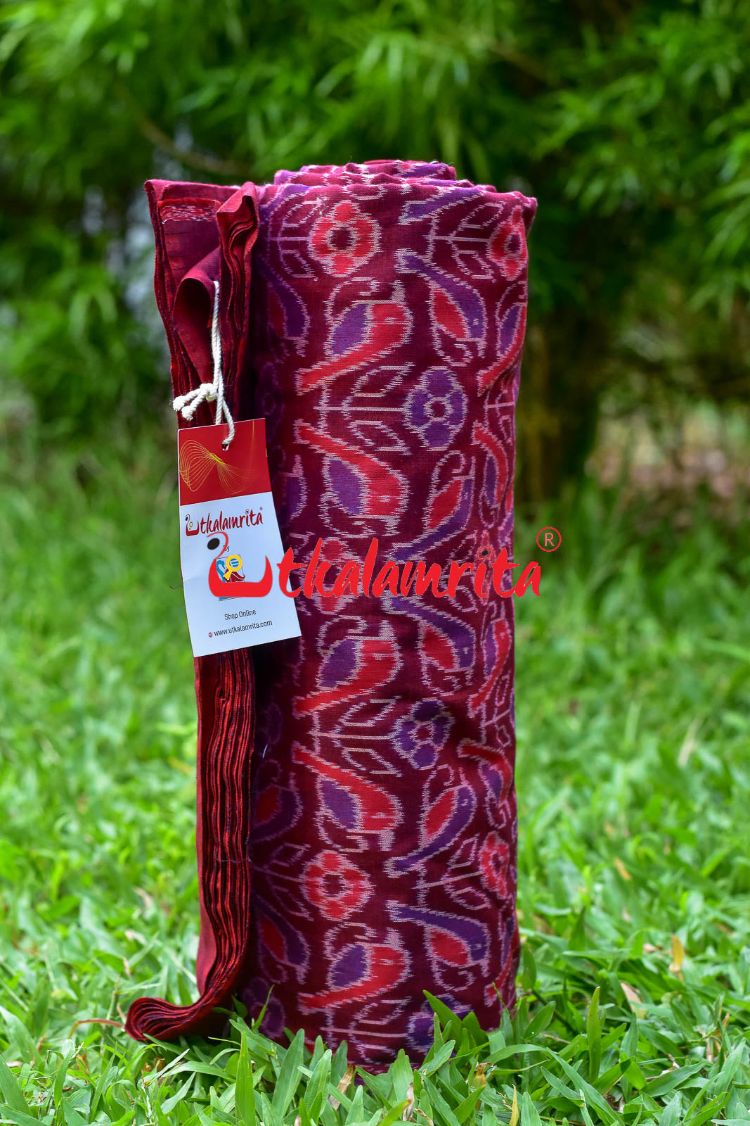 Red Birds On Maroon (Fabric)