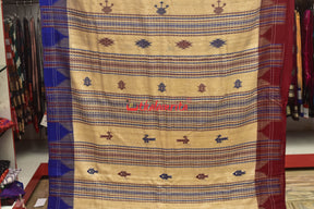 Off White Ganga Jamuna Fishes Tussar Kotpad Saree