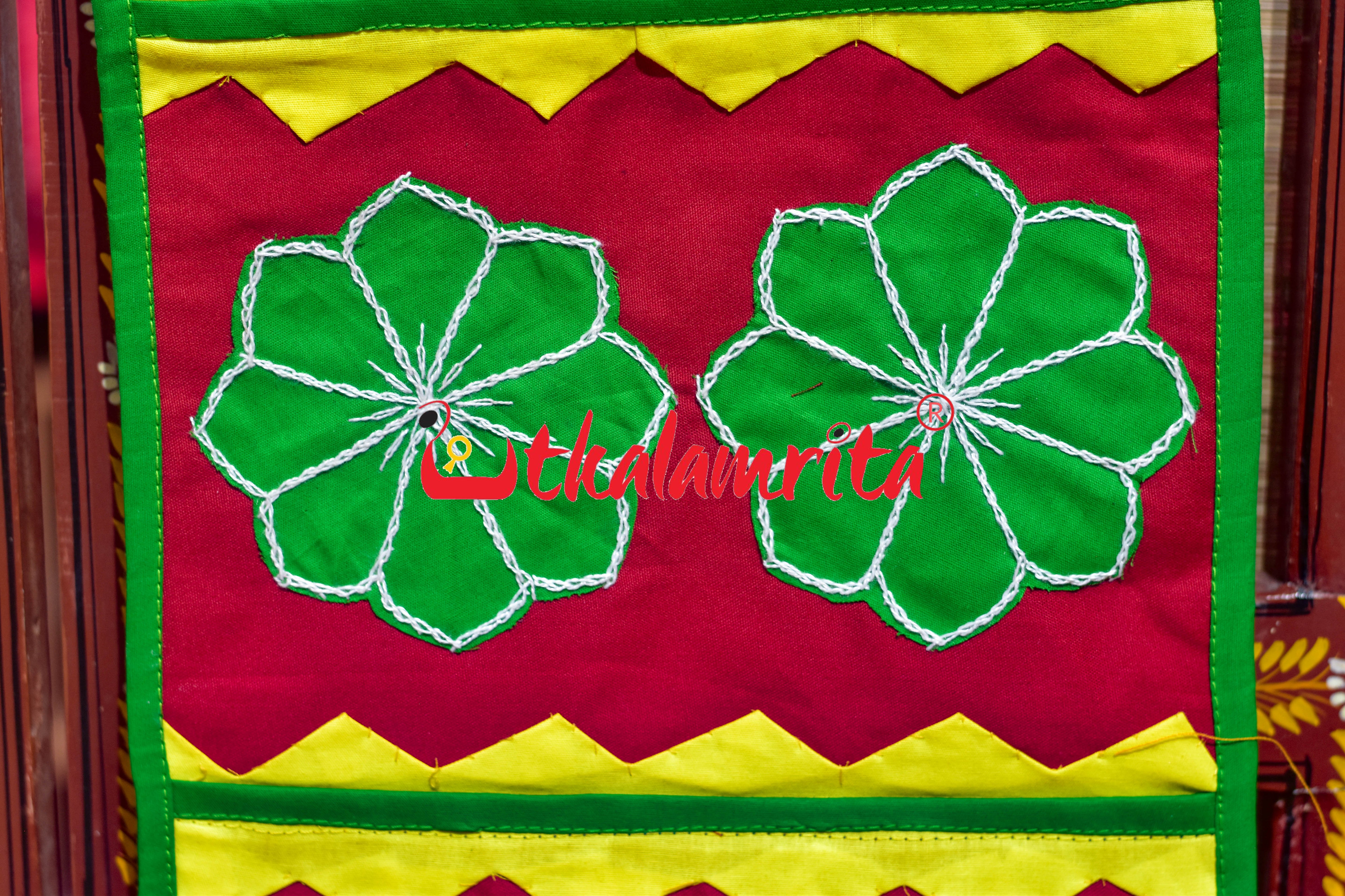 Red Green Middle Flower Pipli Applique Letter Box