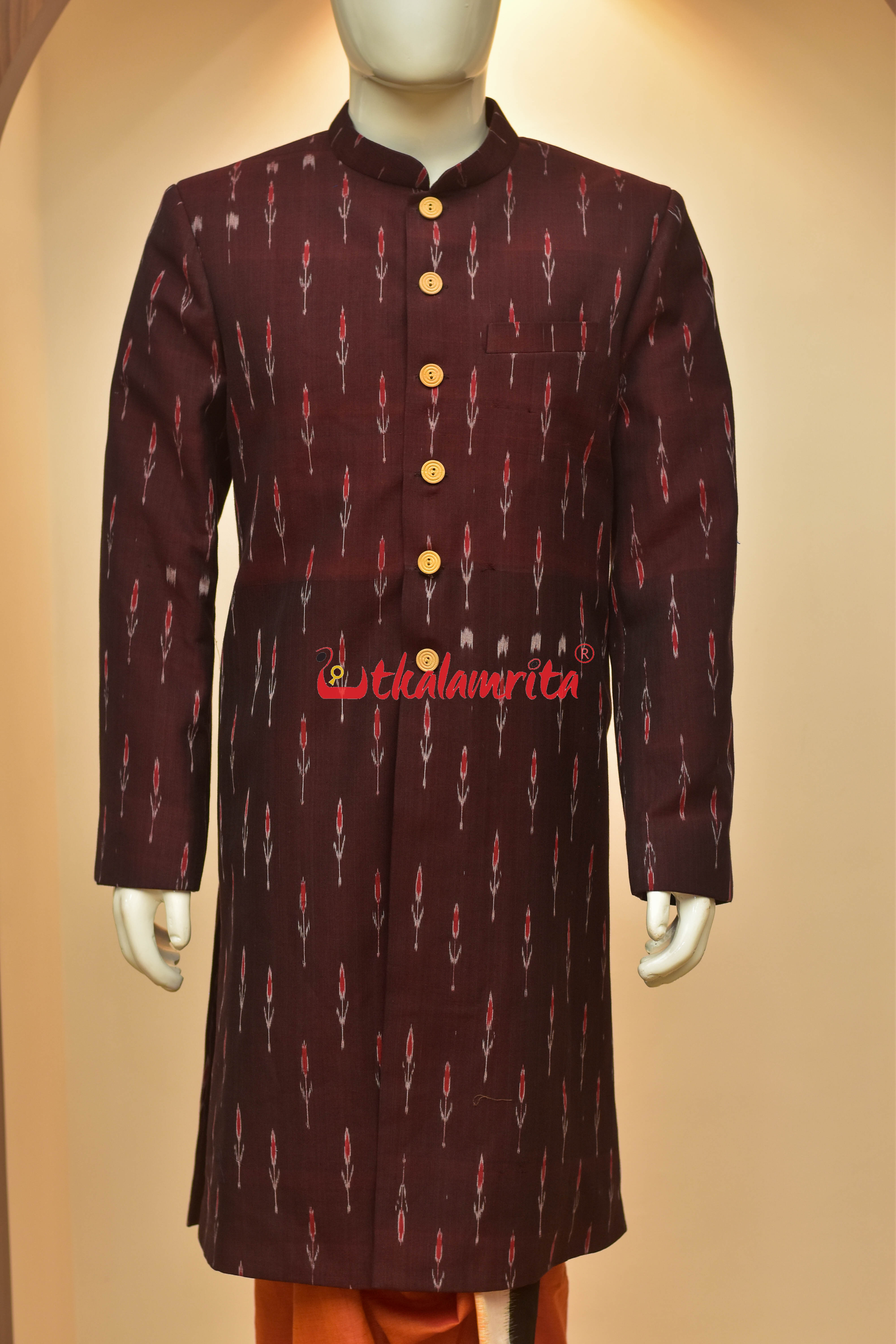 Maroon Labanga Bandha (Men's Sherwani)