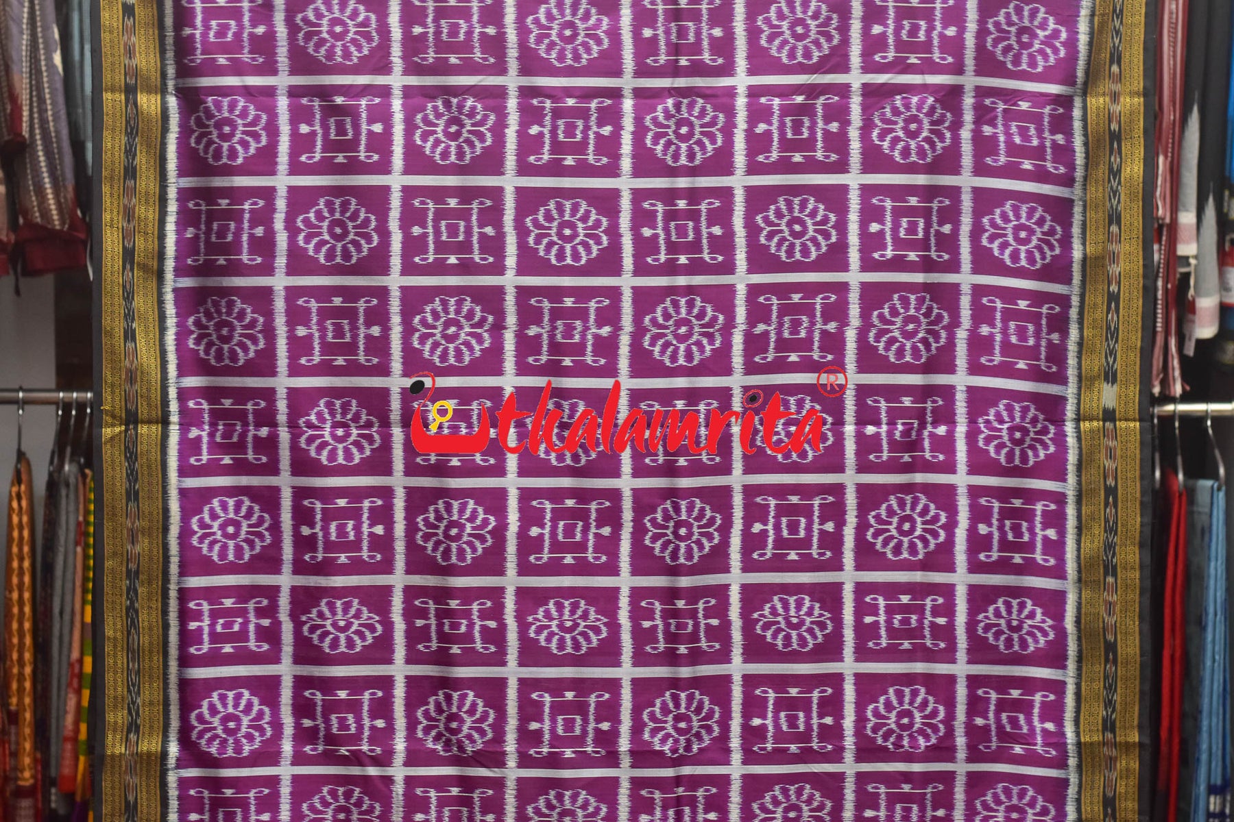 Grape Laxmi Yantra Khandua Silk Saree