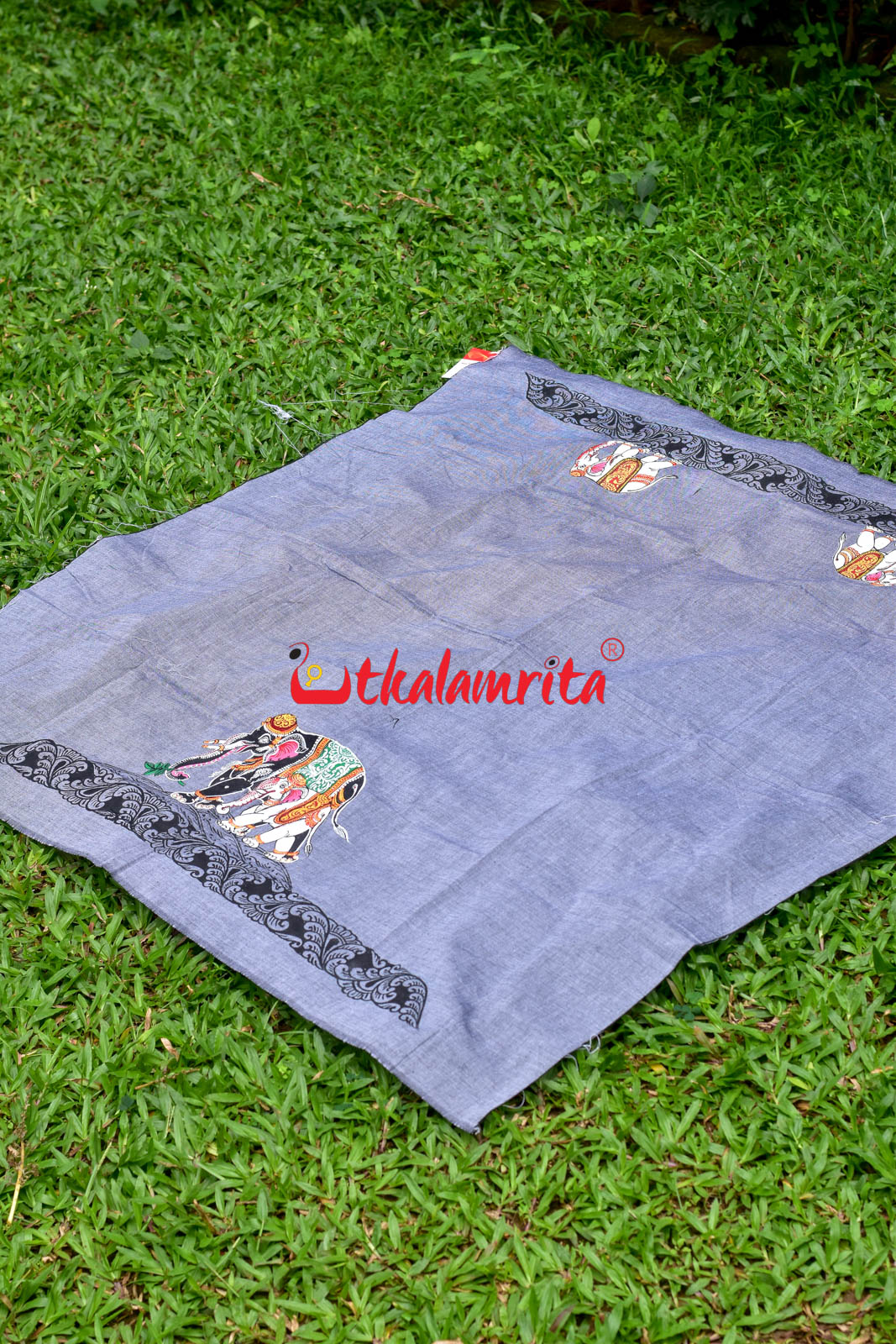 Dual Elephants Pattachitra (Blouse Piece)