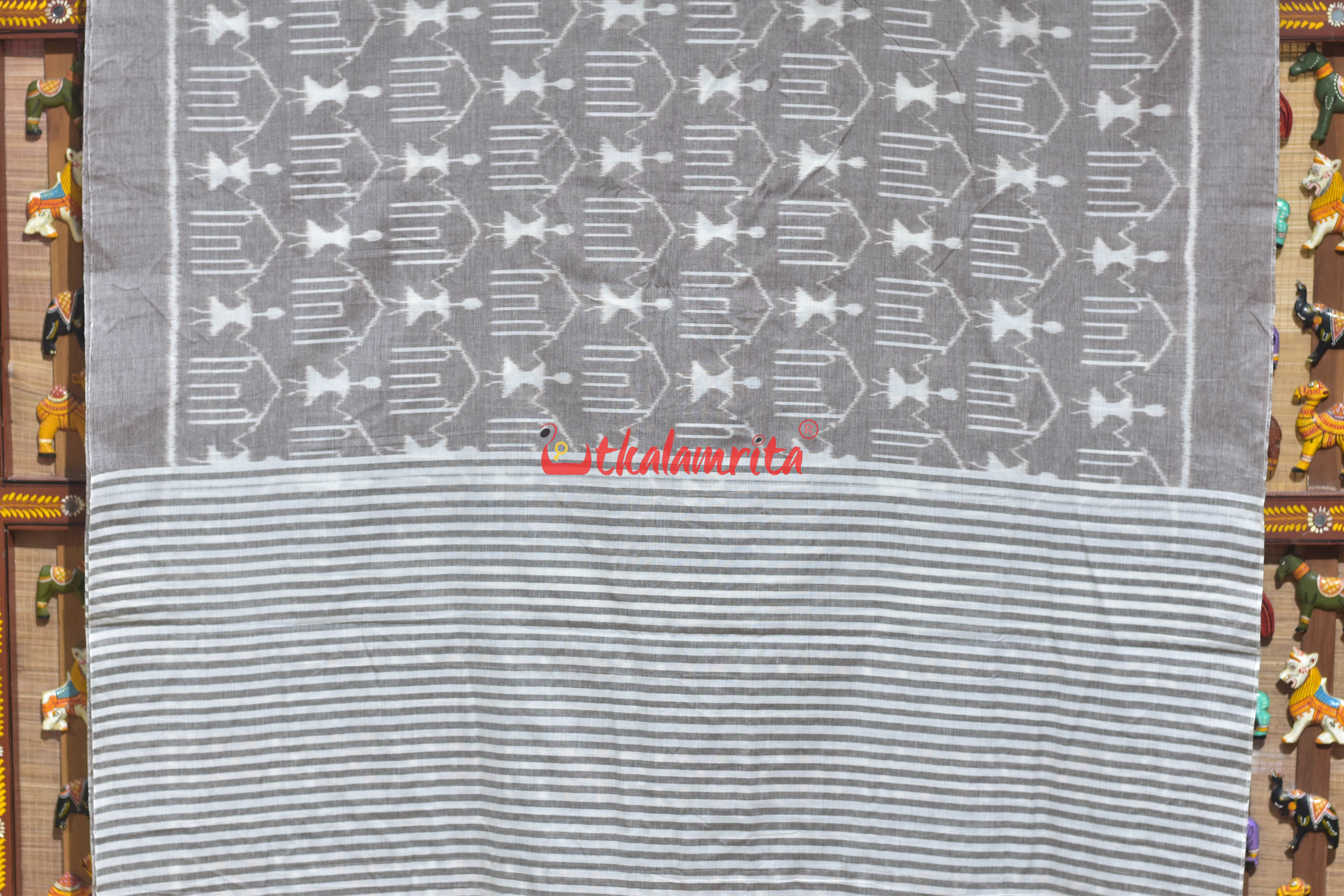 Tribal Light Brown Khandua Cotton Saree