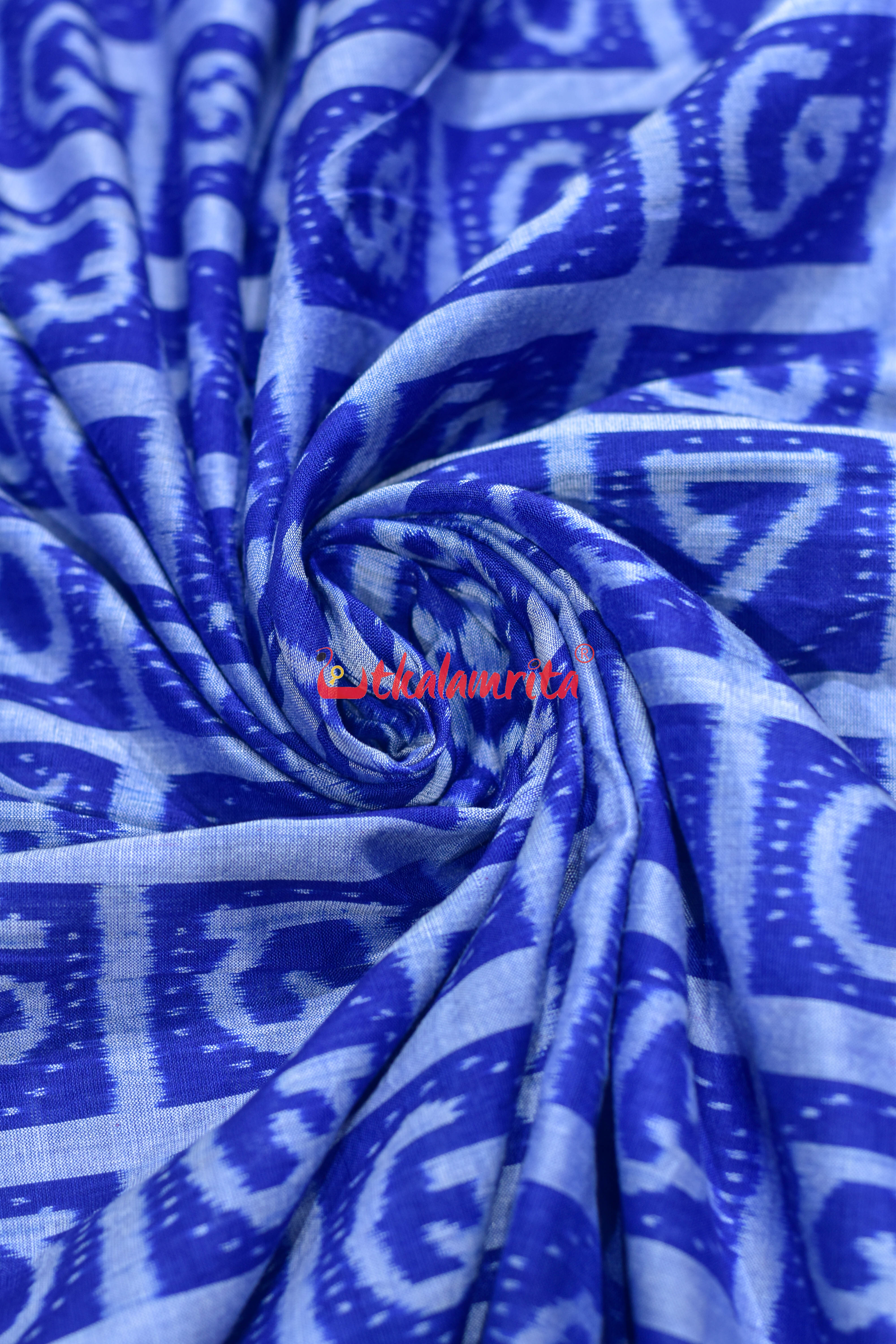 Blue Odia Alphabets Sambalpuri Cotton (Fabric)