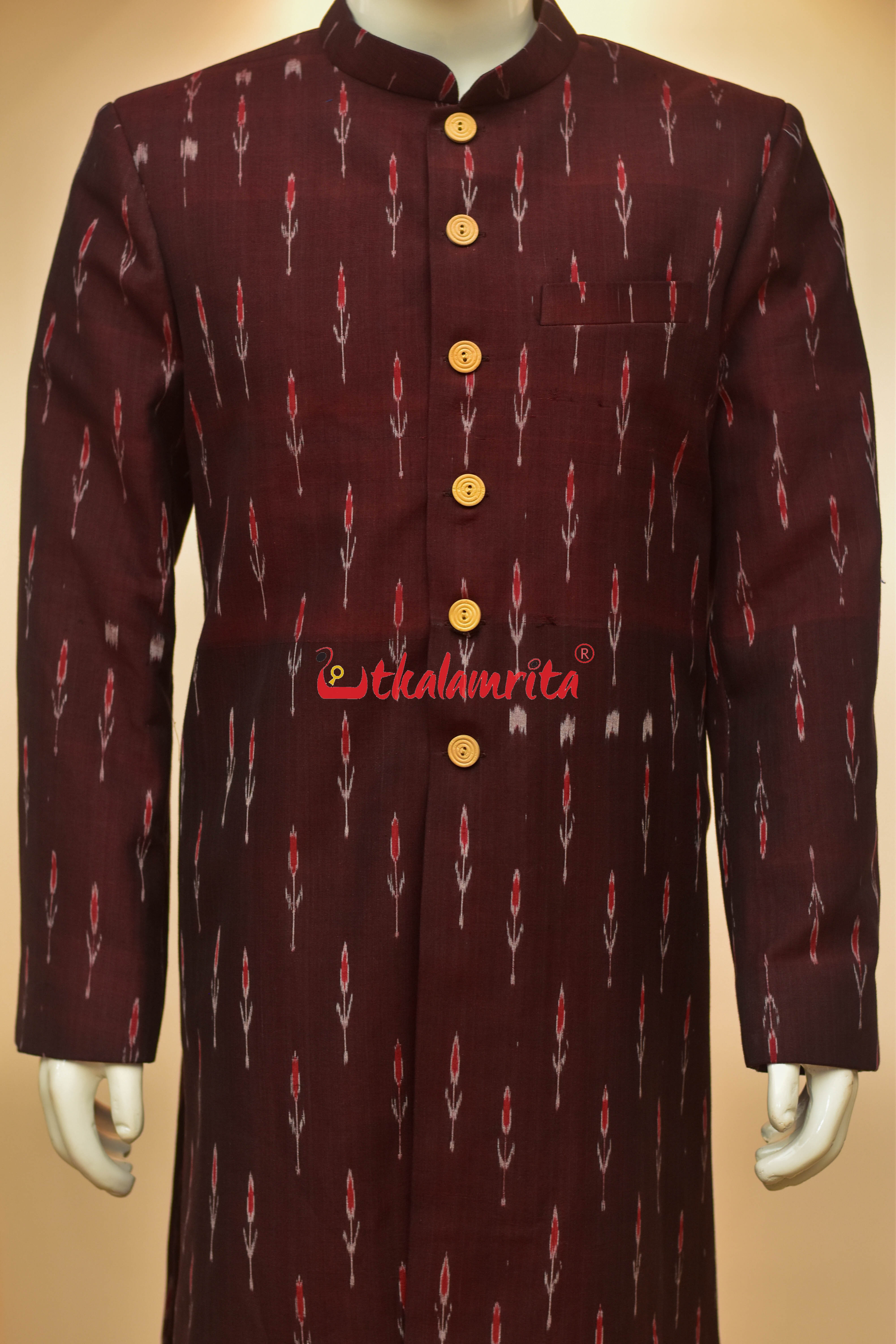 Maroon Labanga Bandha (Men's Sherwani)