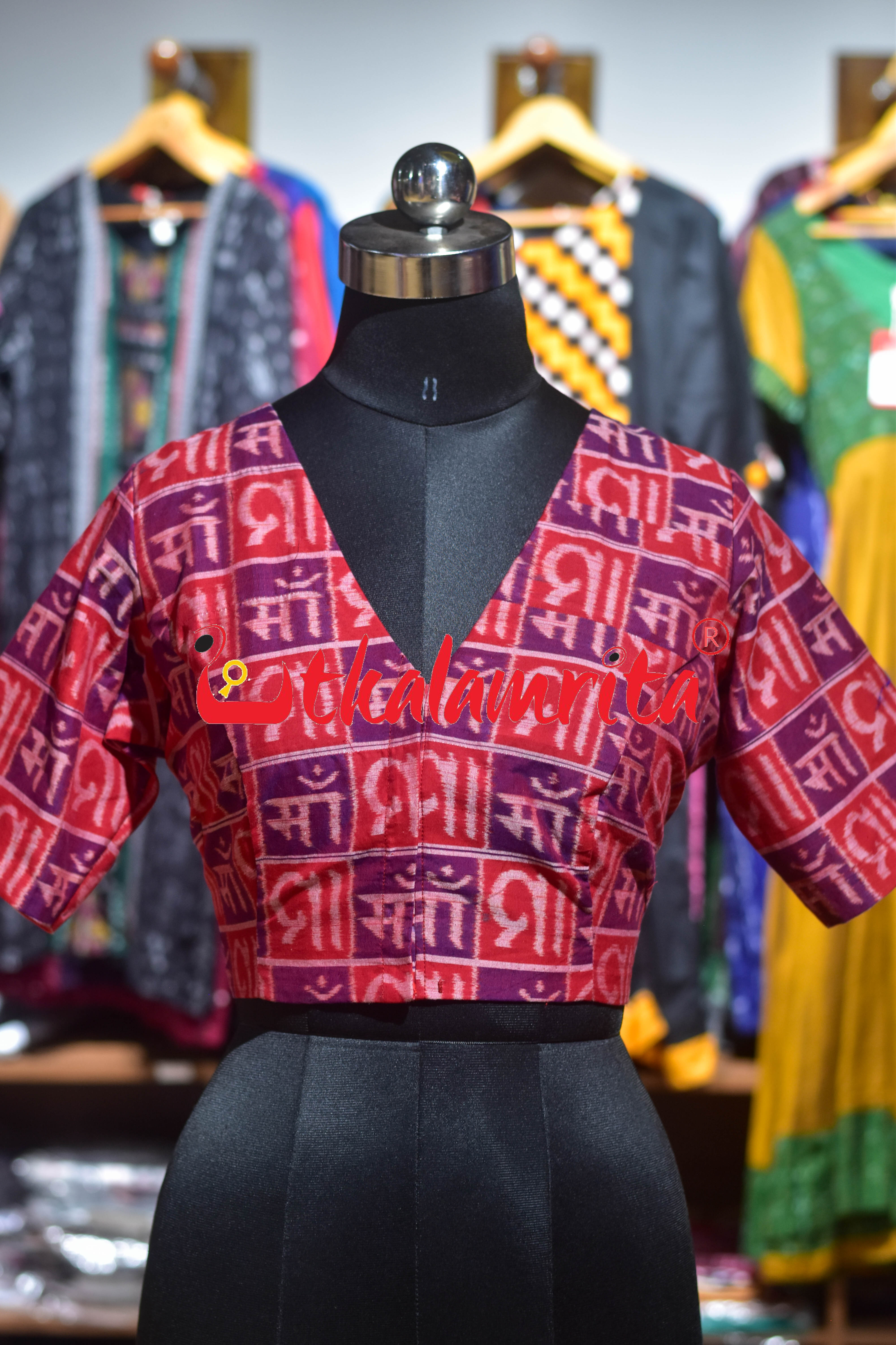 Red Maa Cotton Sambalpuri (Blouse)