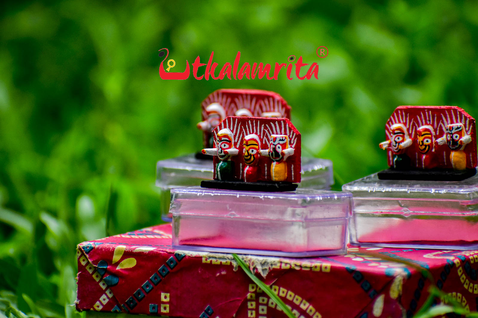 Tiny Wooden Lord Jagannath, Balabhadra, Subhadra Showpiece