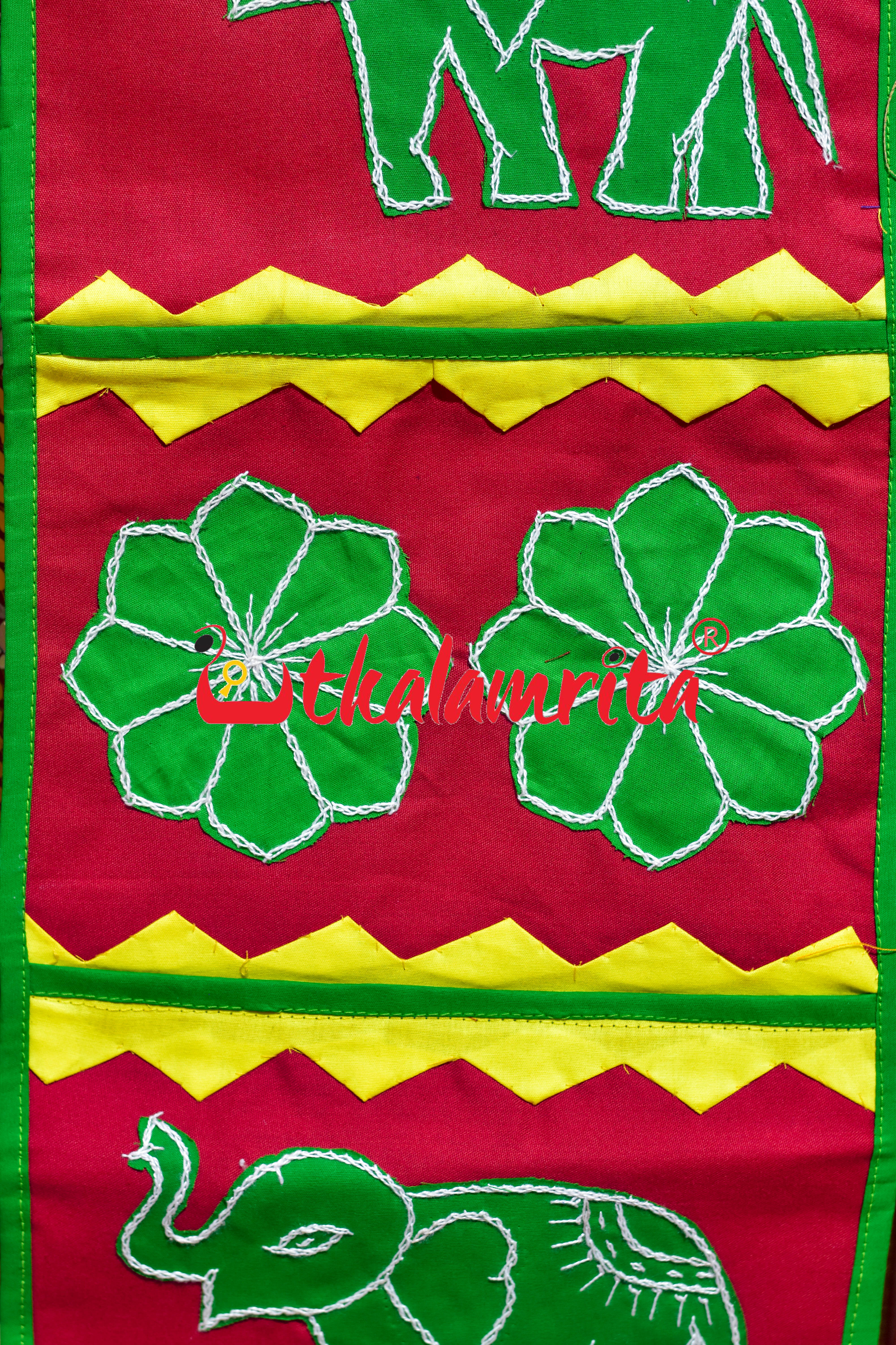 Red Green Middle Flower Pipli Applique Letter Box