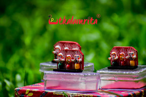 Tiny Wooden Lord Jagannath, Balabhadra, Subhadra Showpiece