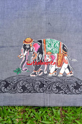 Dual Elephants Pattachitra (Blouse Piece)
