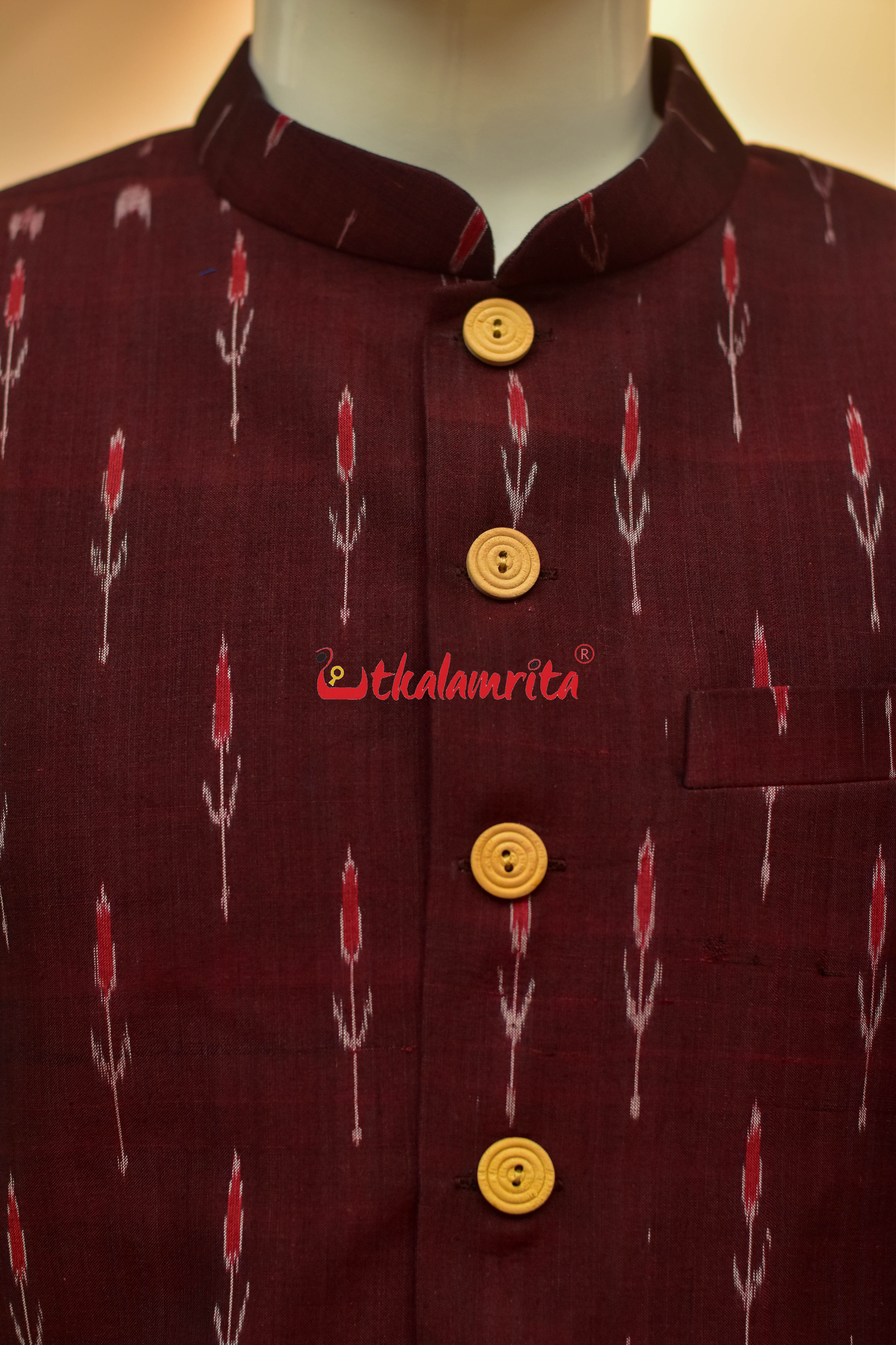 Maroon Labanga Bandha (Men's Sherwani)