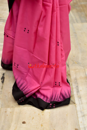 Pink Black Buti Cotton Saree