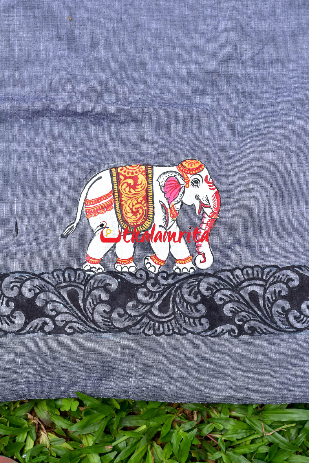 Dual Elephants Pattachitra (Blouse Piece)