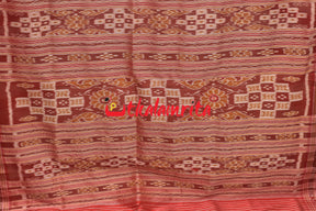 White Red Big Temples Khandua Silk Saree