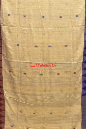 Off White Ganga Jamuna Fishes Tussar Kotpad Saree