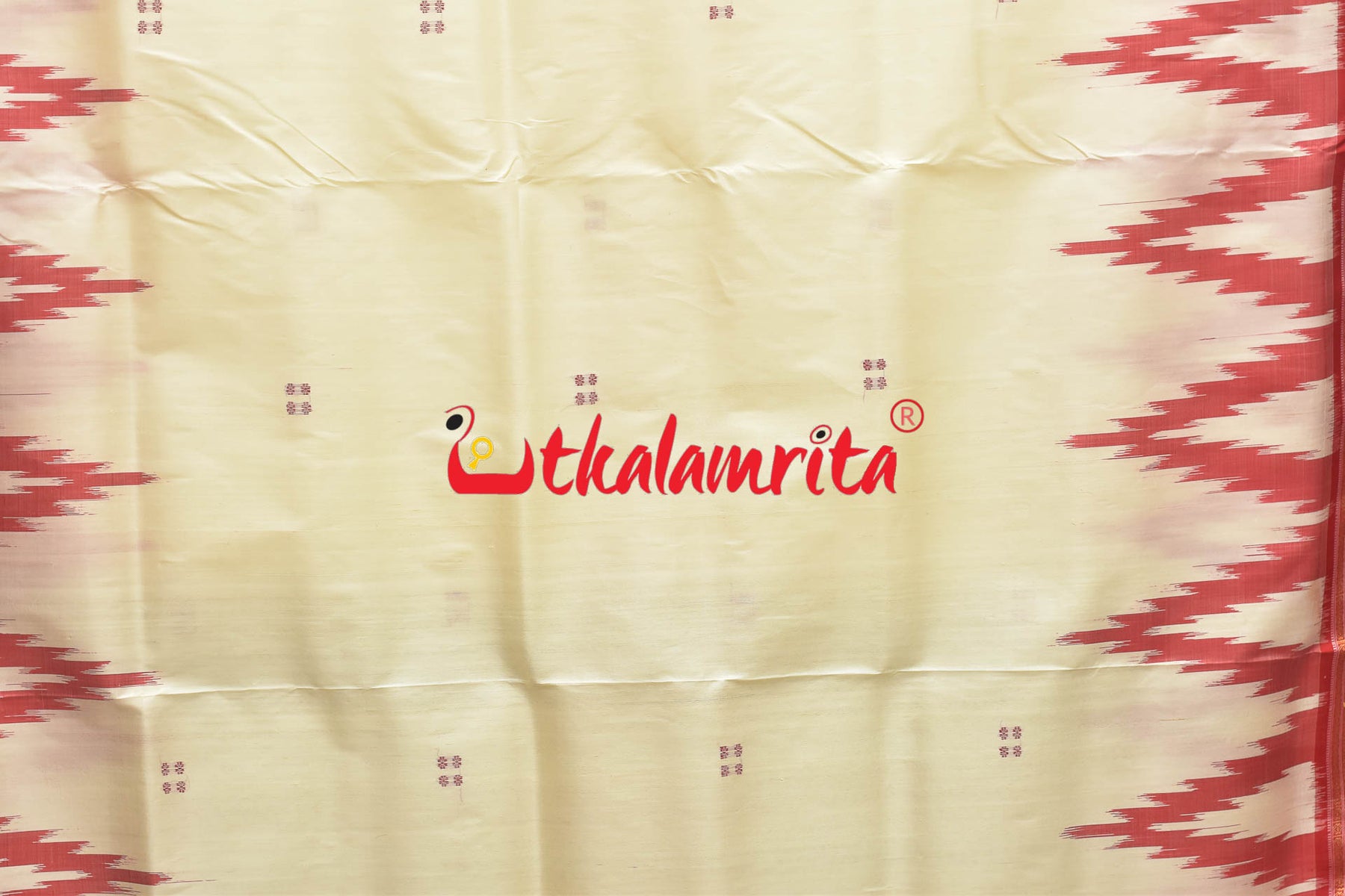 White Red Big Temples Khandua Silk Saree